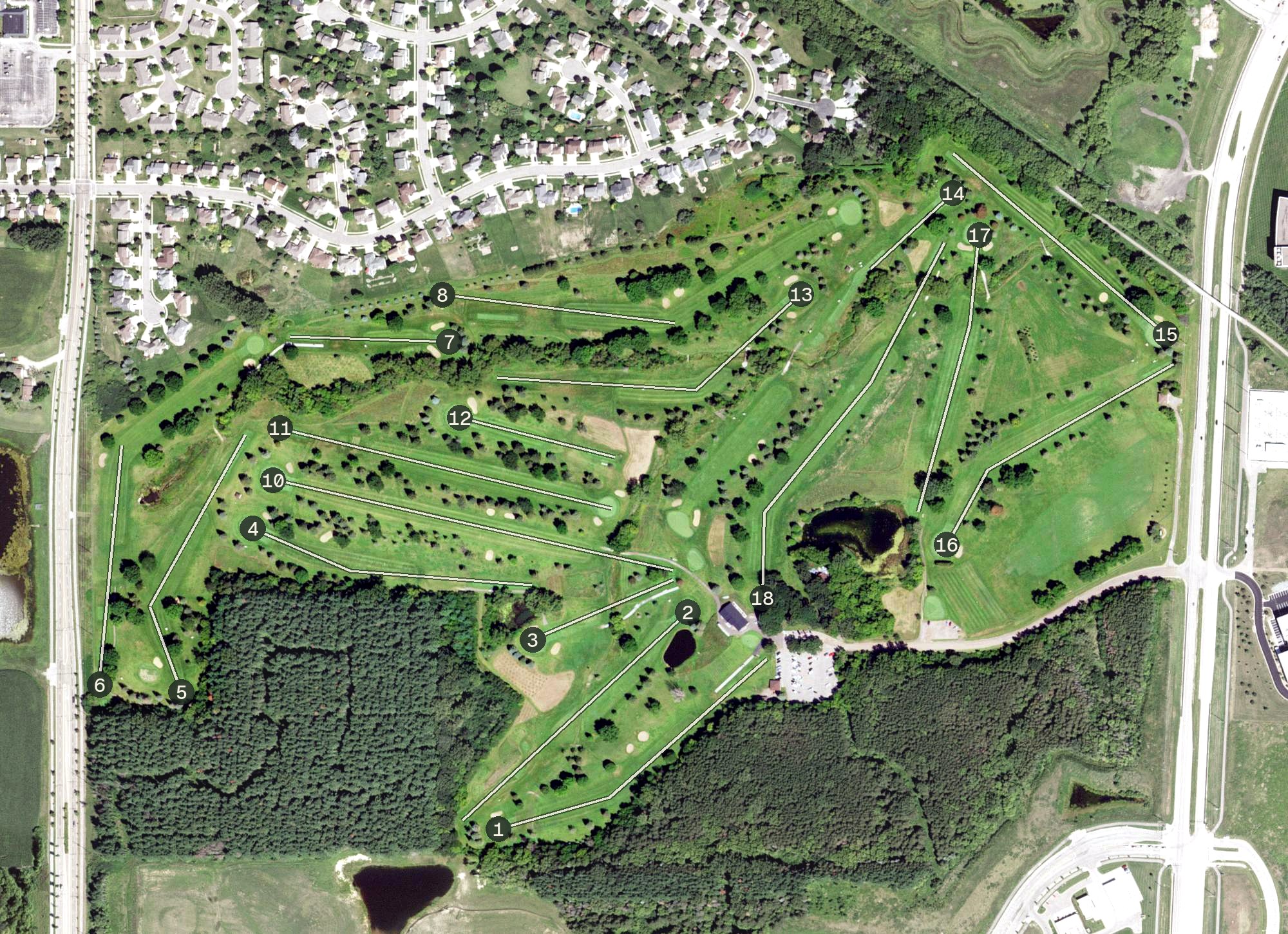 Aerial view of Northern Hills Golf Course, MN