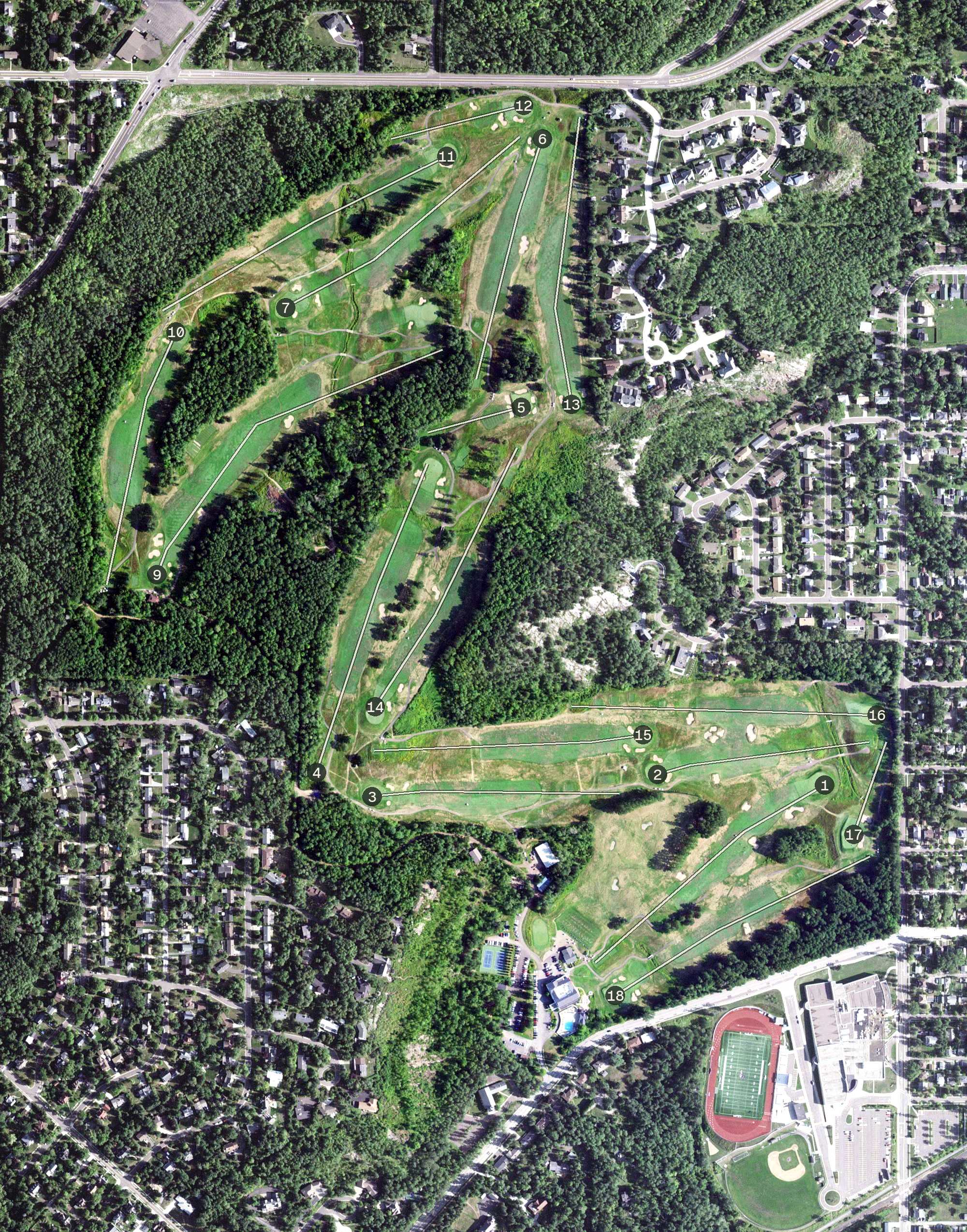 Aerial view of Northland Country Club, MN