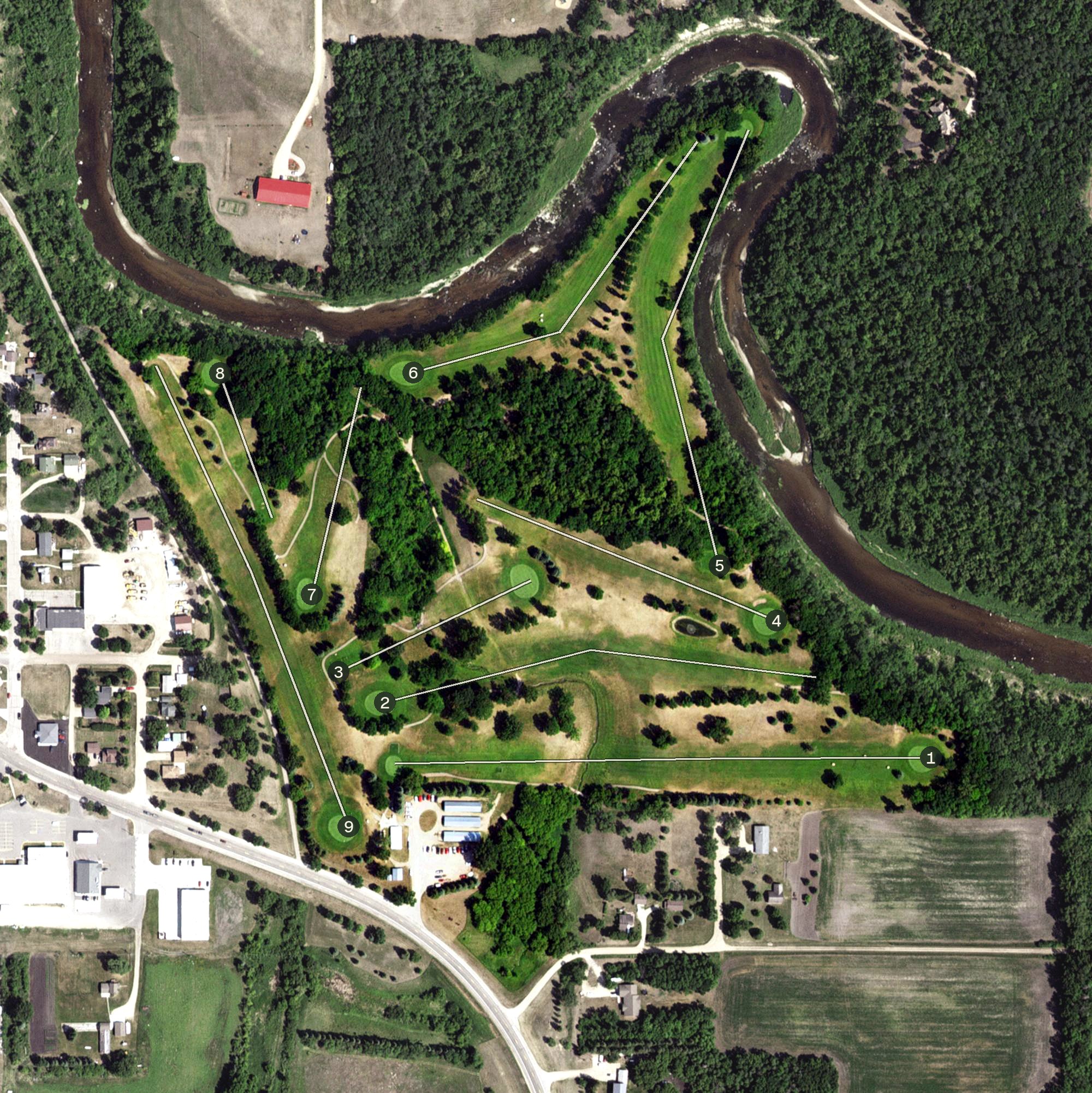Aerial view of Oak Knolls Golf Course, MN