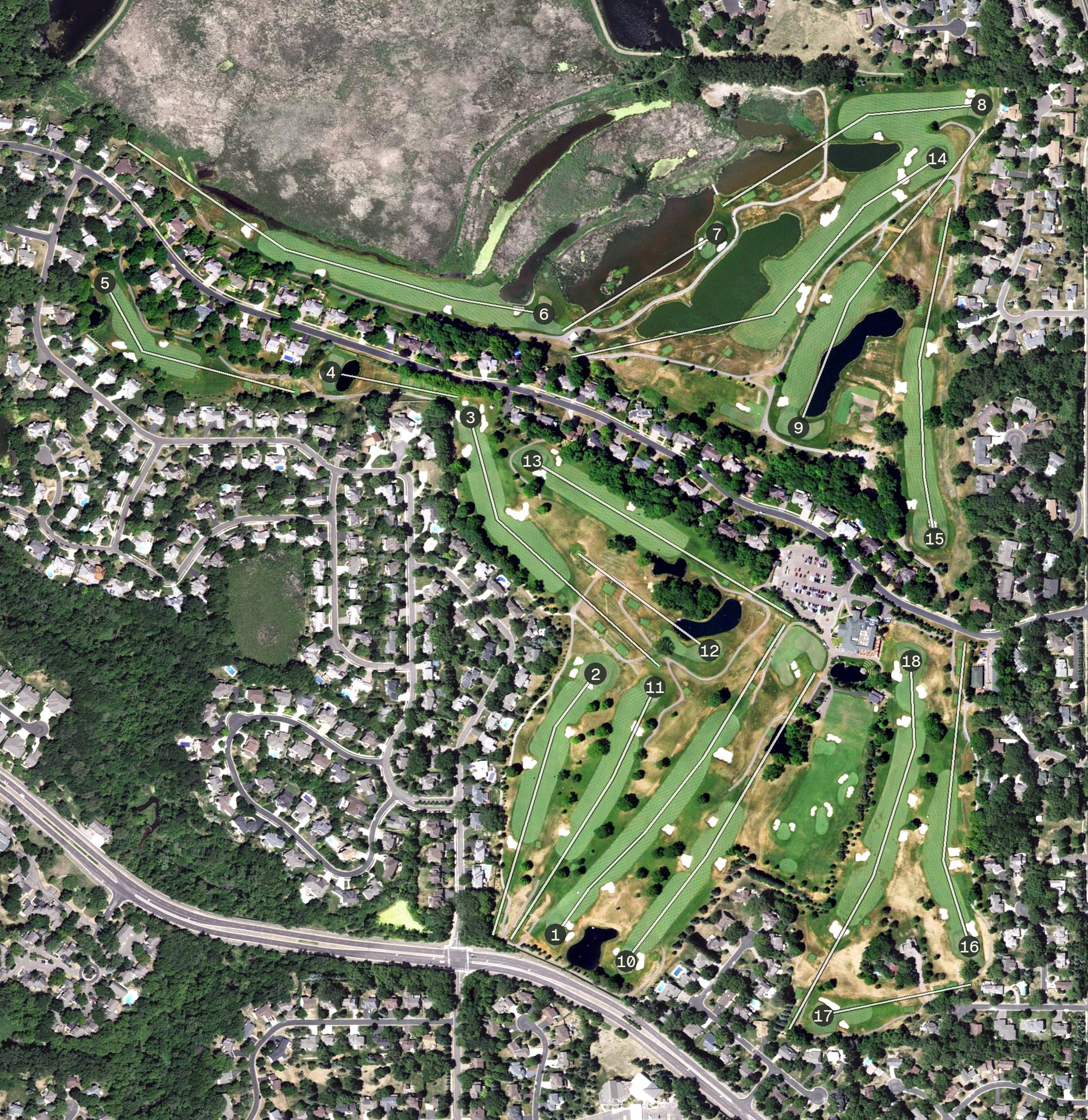 Aerial view of Olympic Hills Golf Club, MN