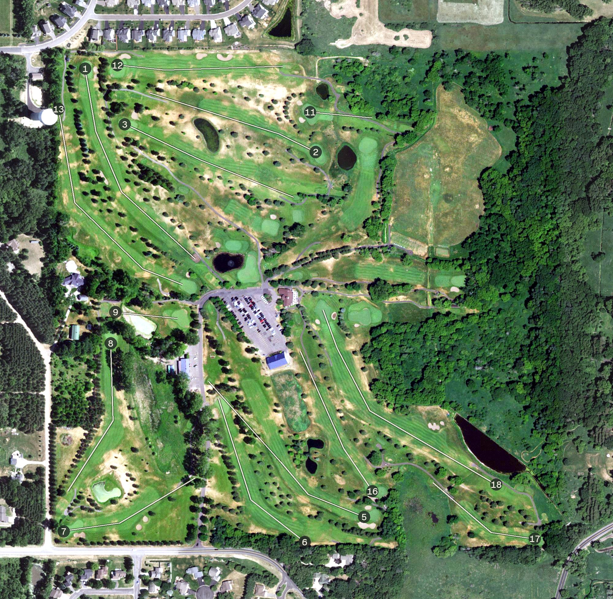 Aerial view of Oneka Ridge Golf Course, MN