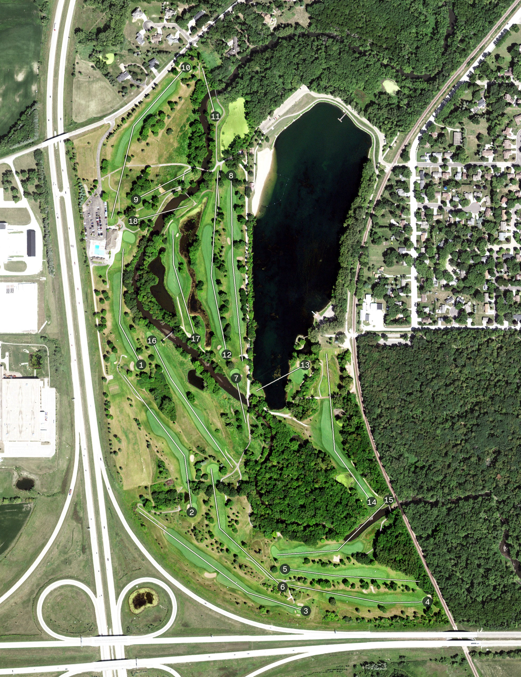 Aerial view of Owatonna Country Club, MN