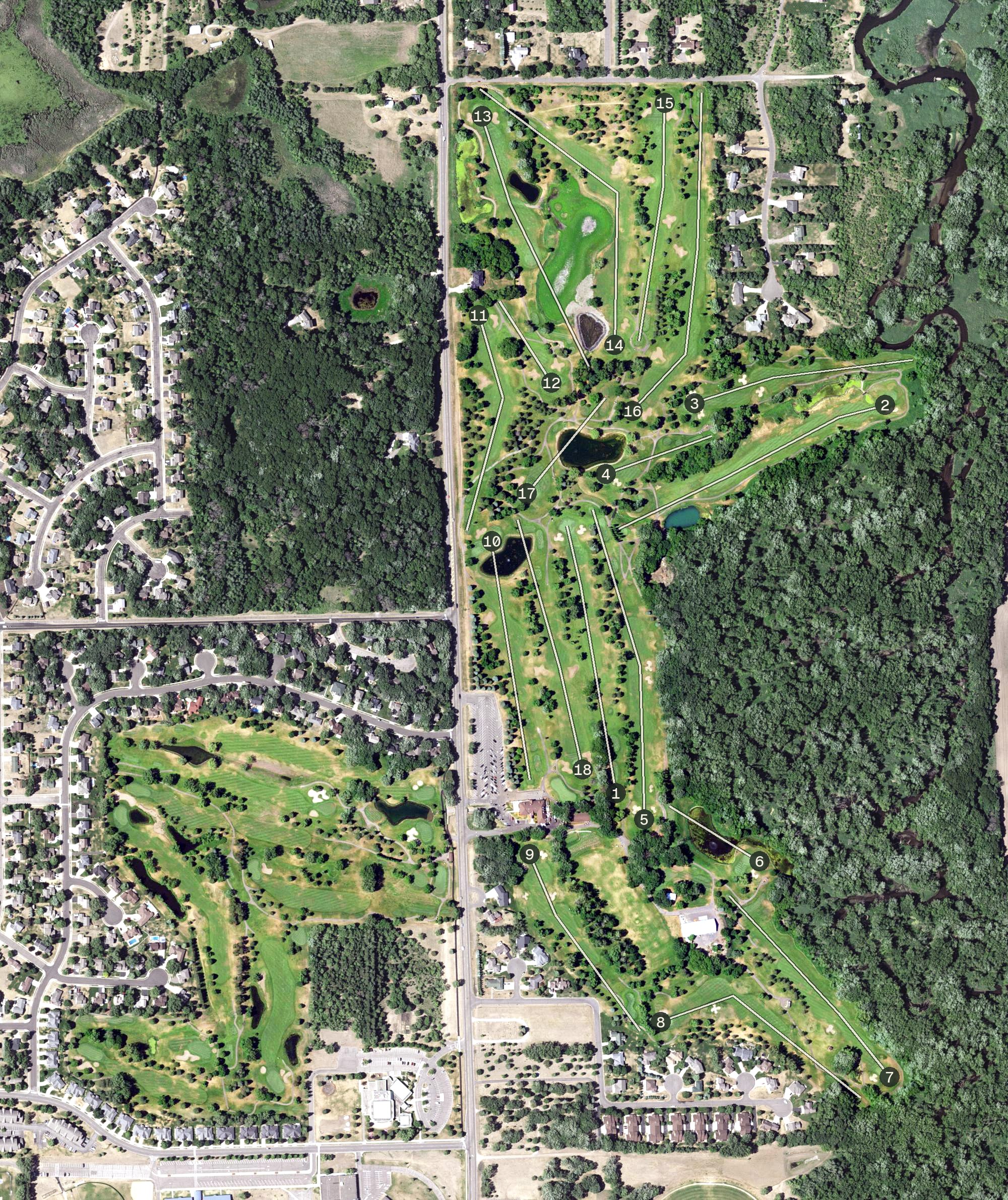 Aerial view of Pebble Creek Golf Course, MN