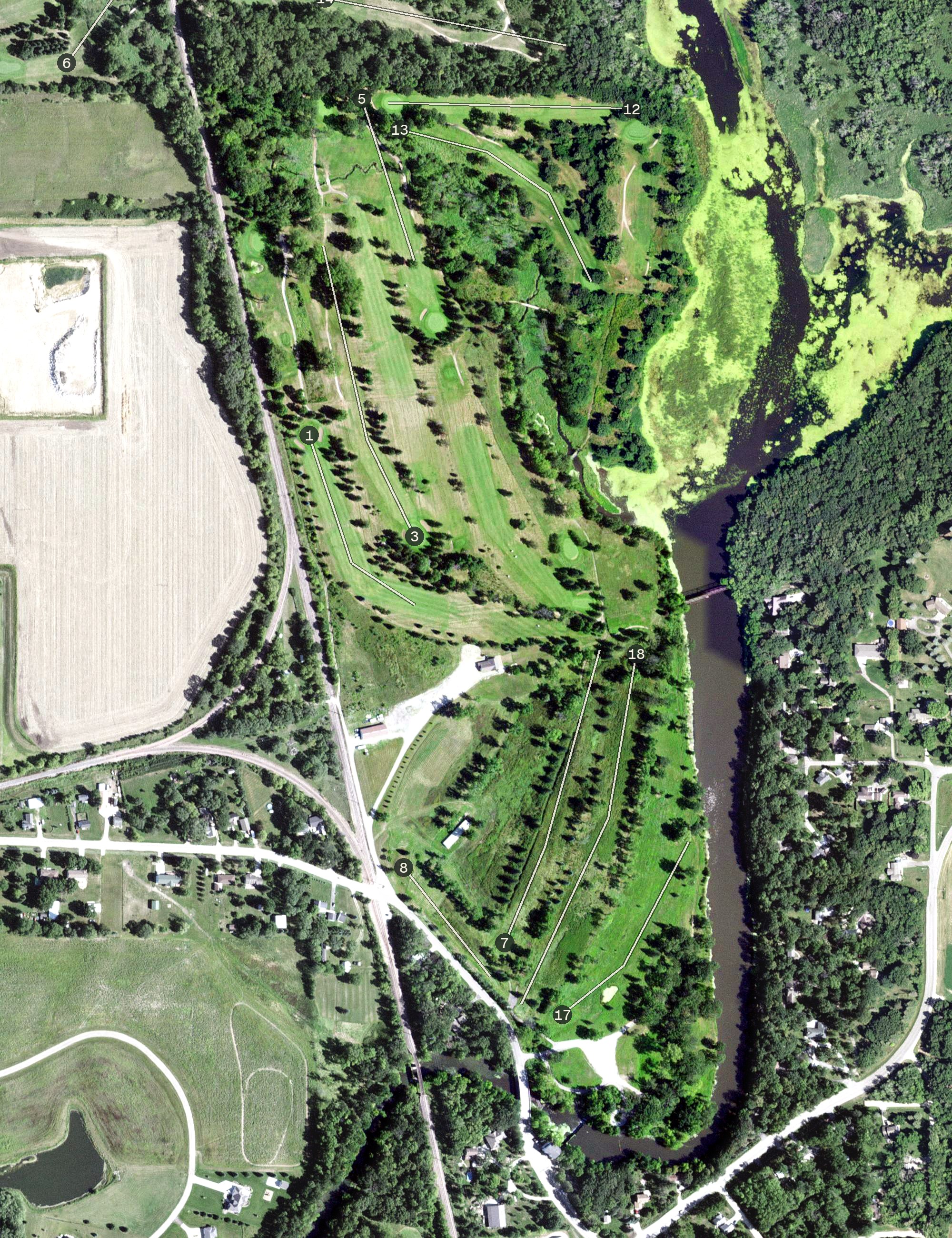Aerial view of River Oaks Golf Club, MN