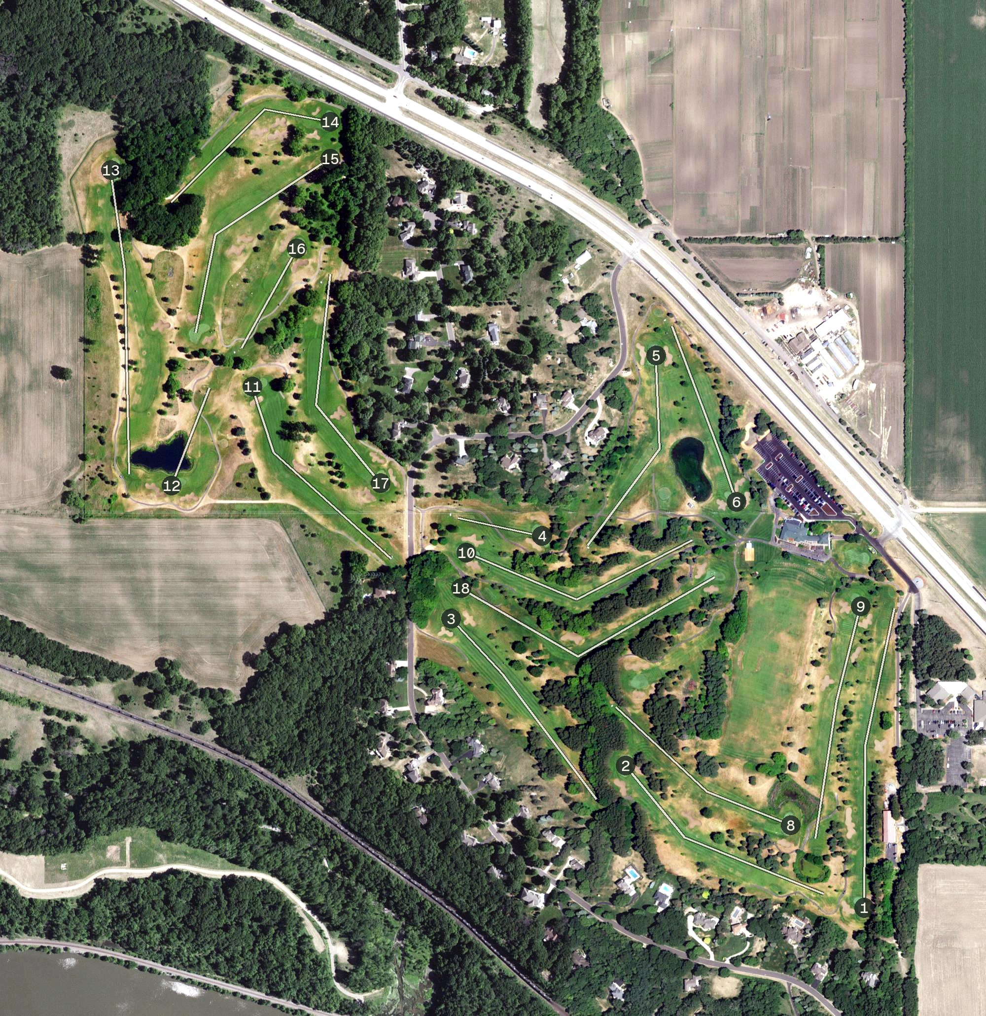 Aerial view of River Oaks Golf Course, MN