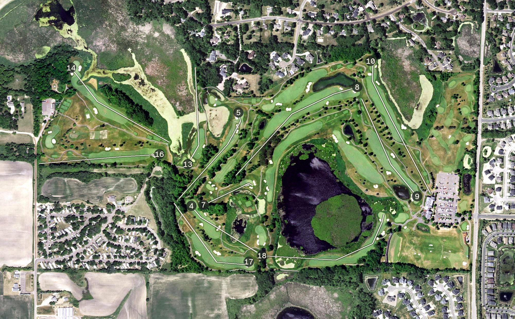 Aerial view of Rush Creek Golf Club, MN