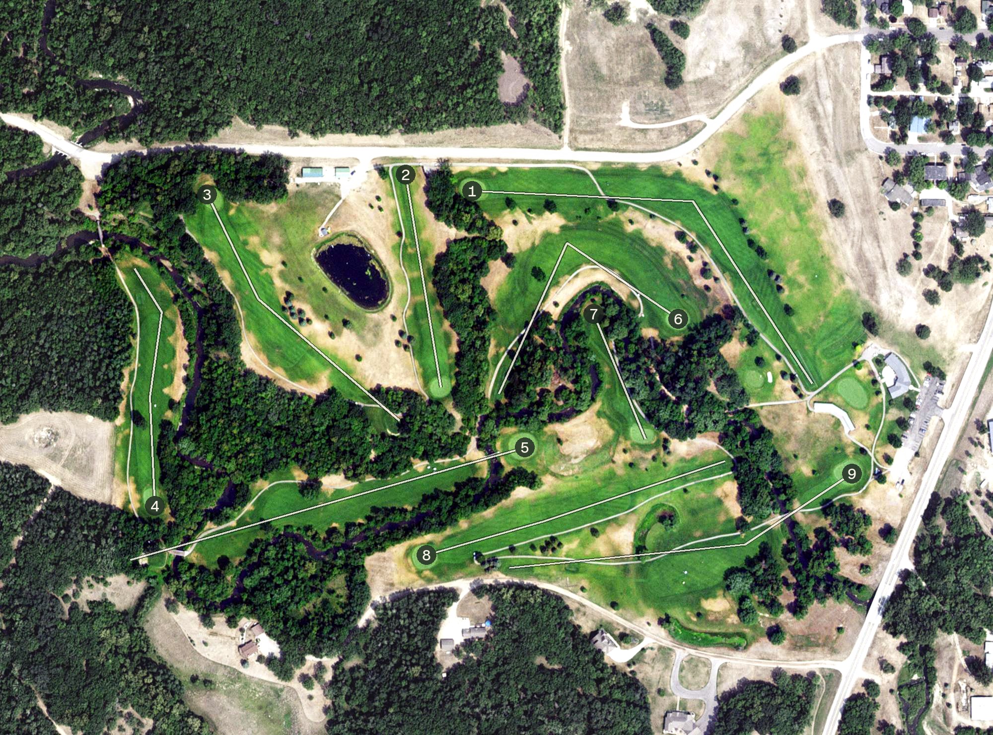 Aerial view of Sand Hill Golf Course, MN