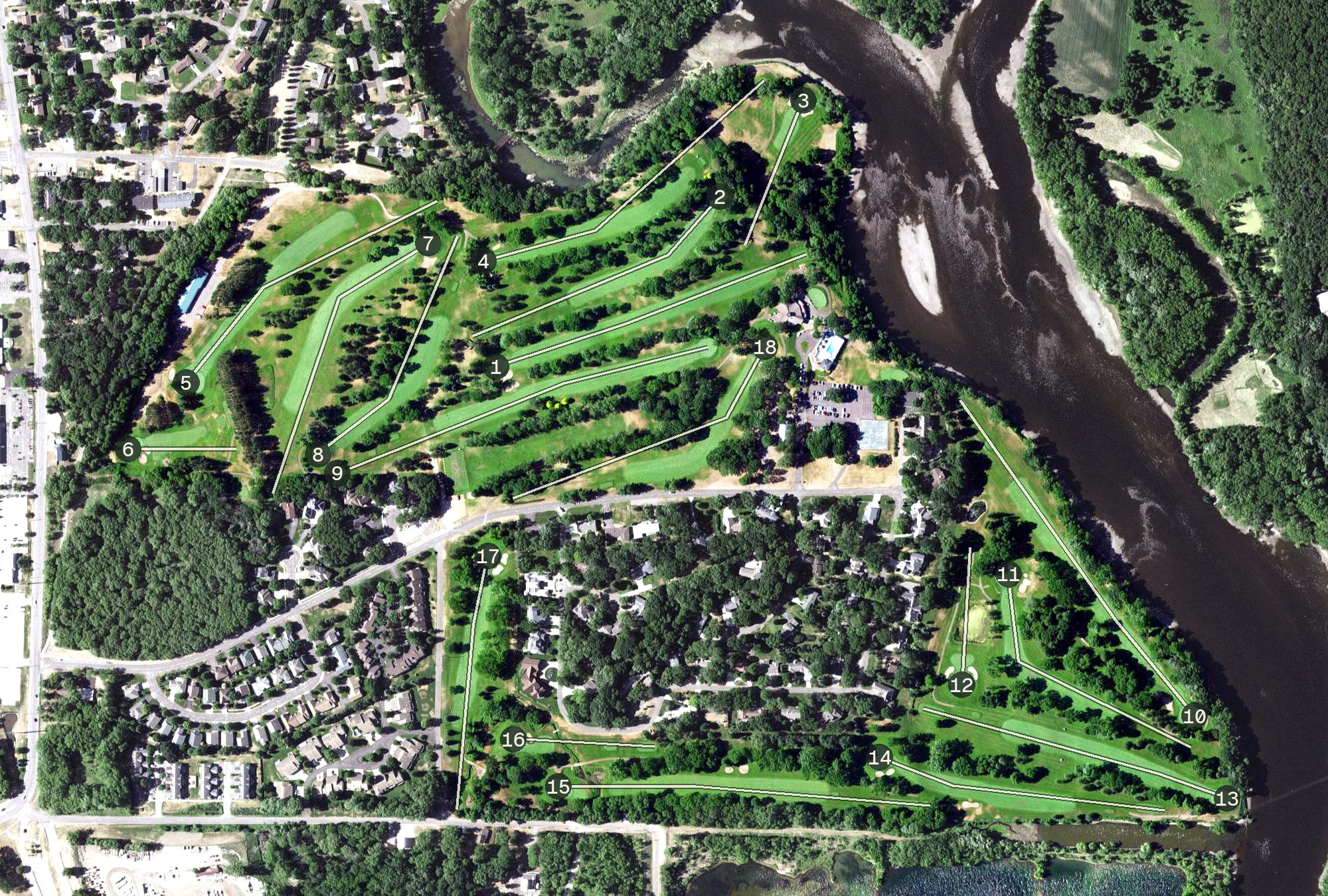 Aerial view of St. Cloud Country Club, MN
