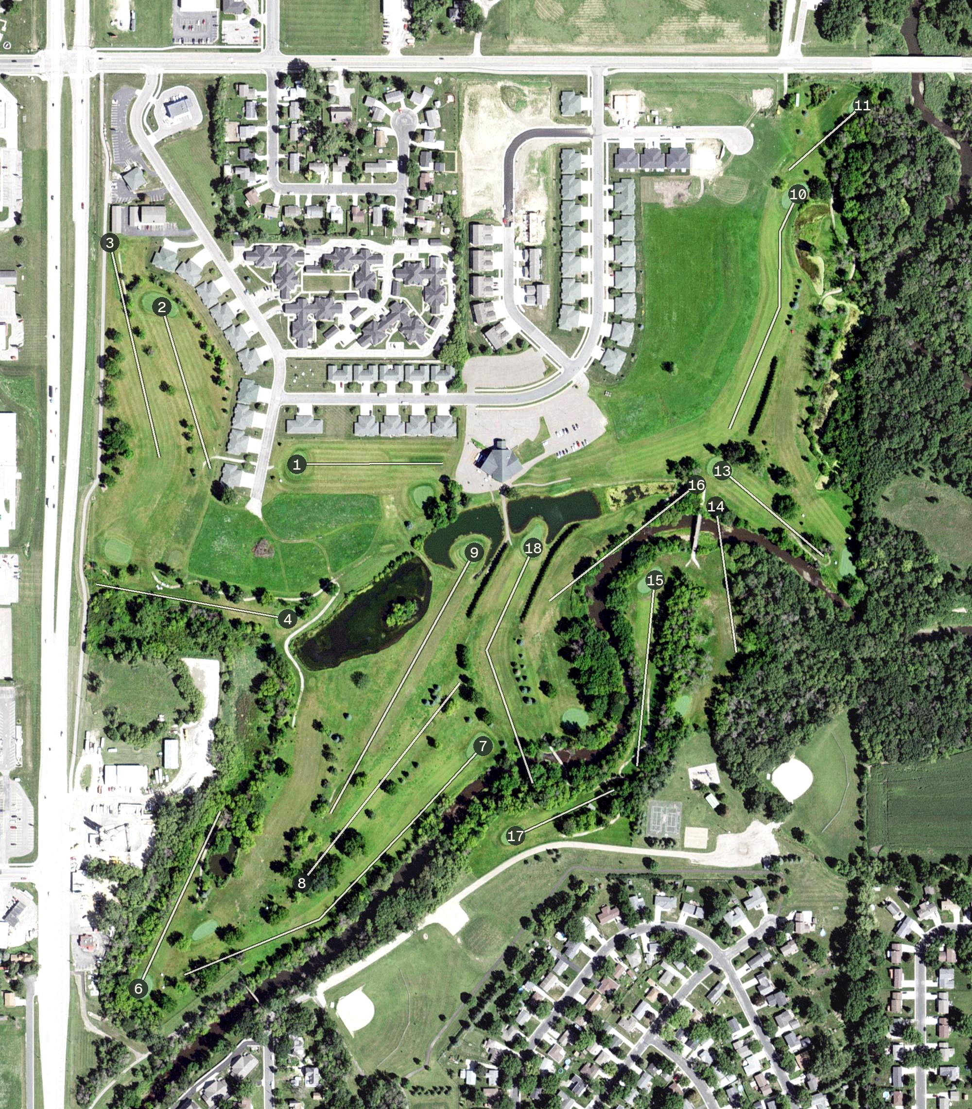 Aerial view of Stewartville Golf Club, MN