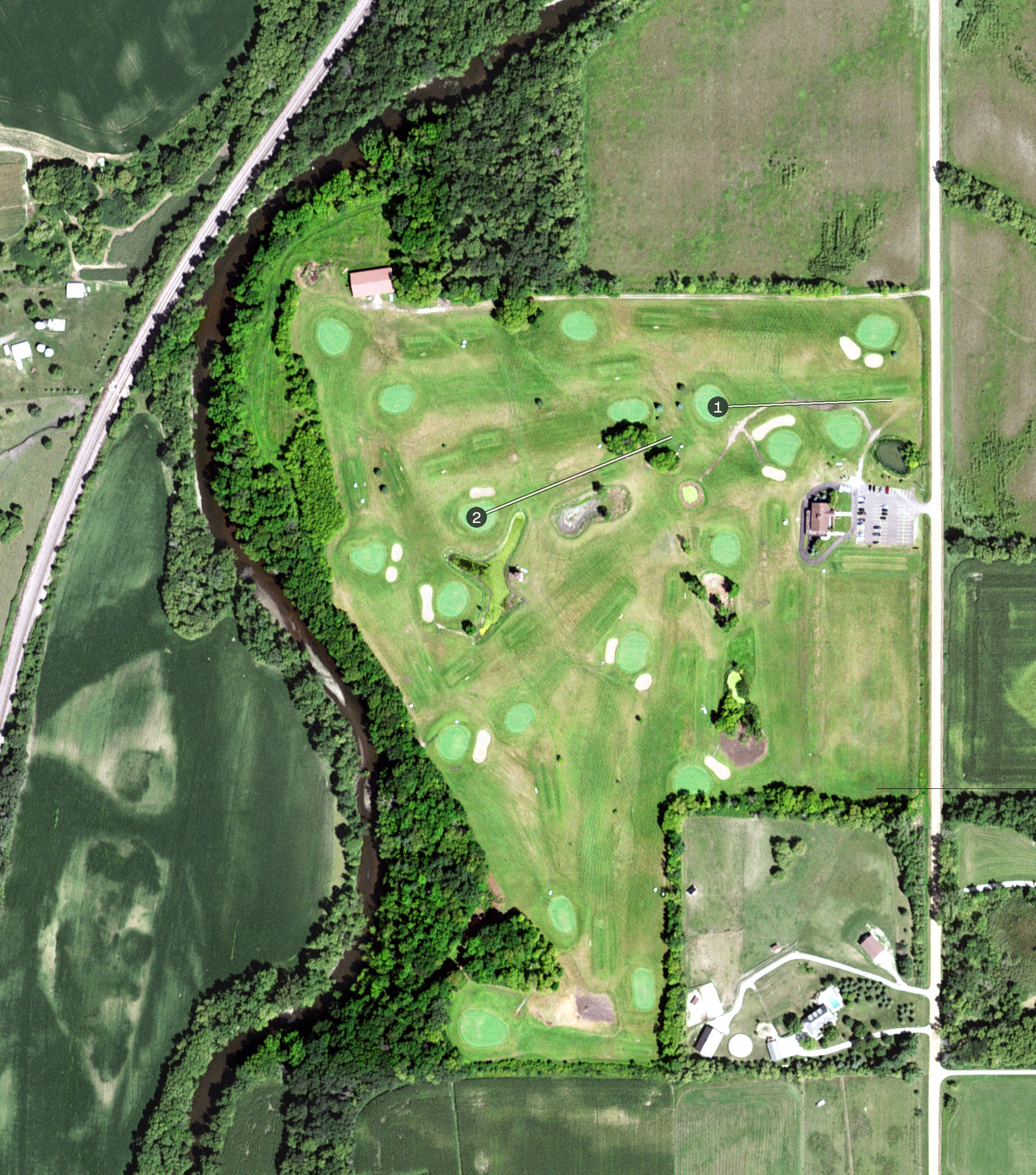 Aerial view of Straight River Golf Course, MN