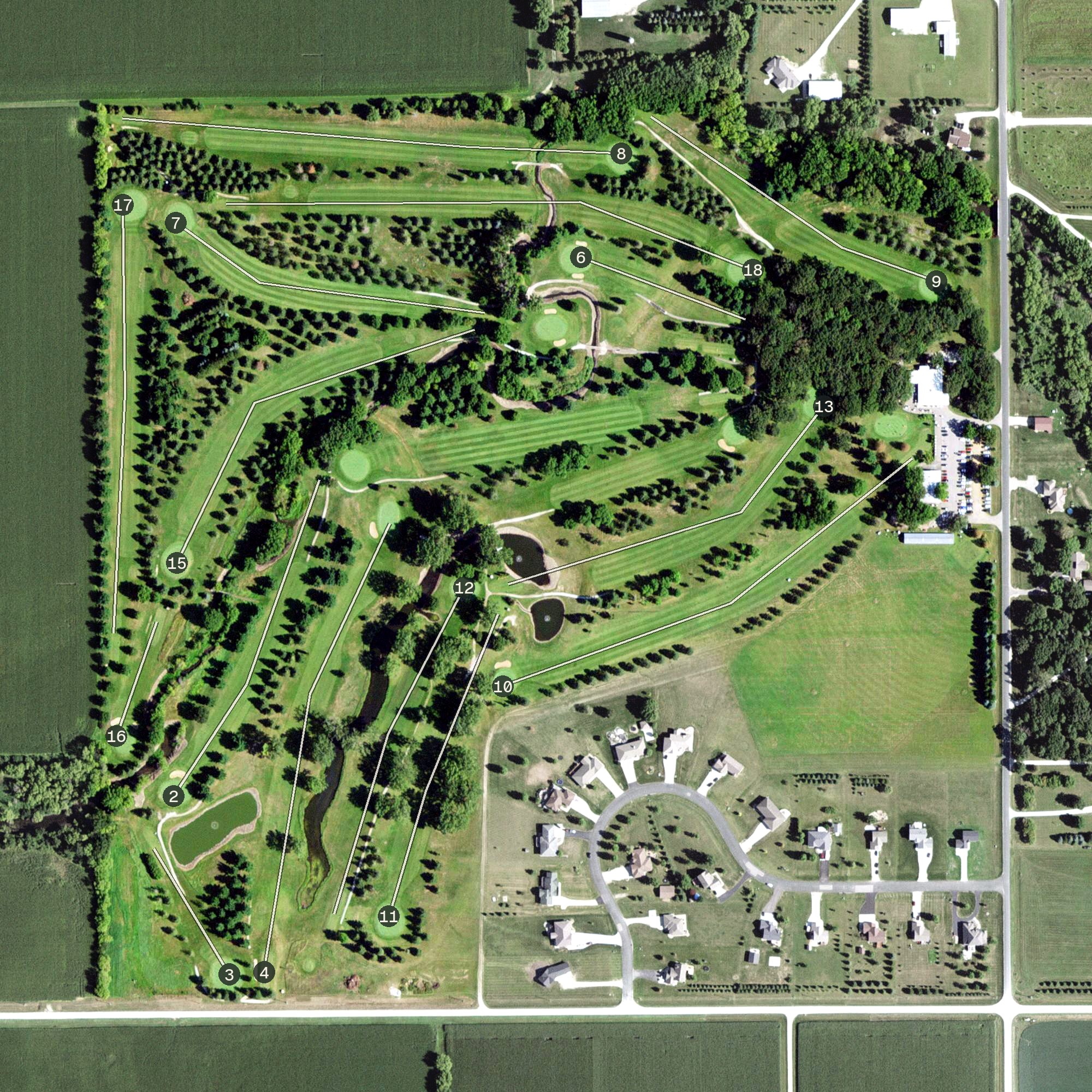 Aerial view of The Oaks Golf Club, MN