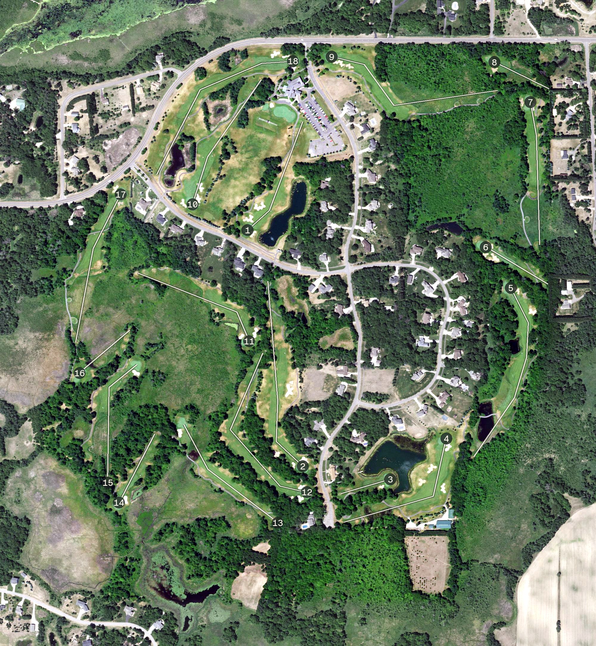Aerial view of The Refuge Golf Course, MN