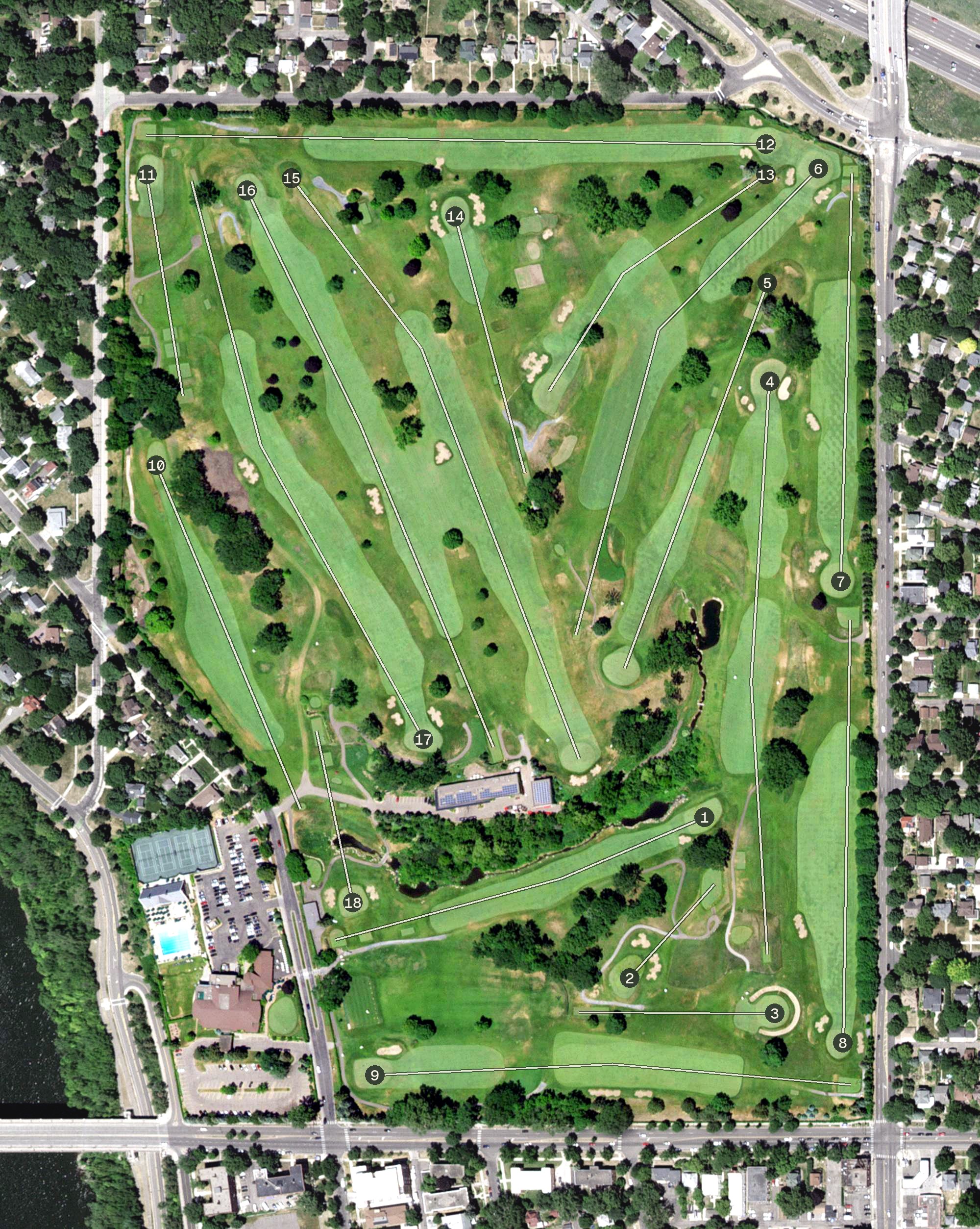 Aerial view of Town & Country Club, MN