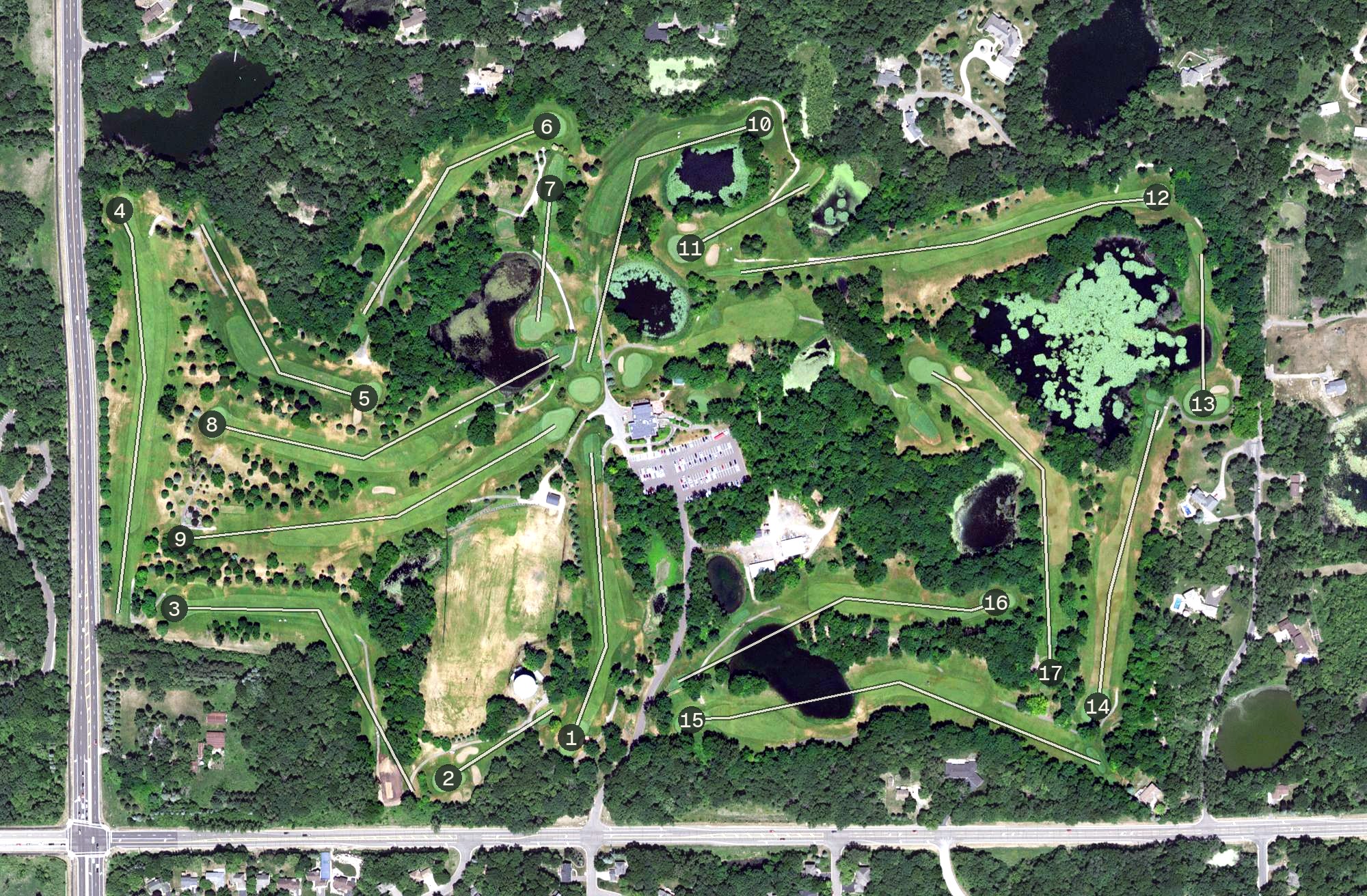 Aerial view of Valleywood Golf Course, MN