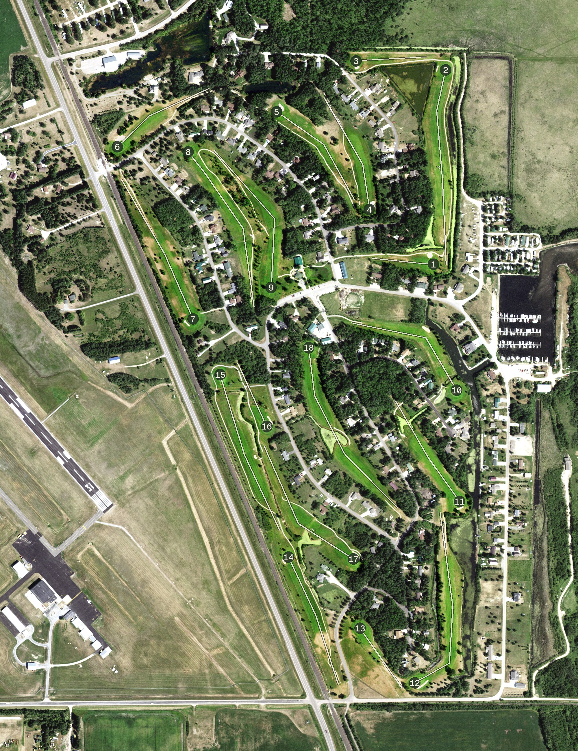 Aerial view of Warroad Estates Golf Course, MN
