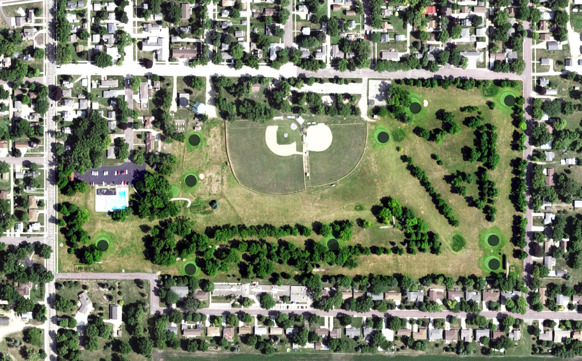 Aerial view of Wells Golf Course, MN