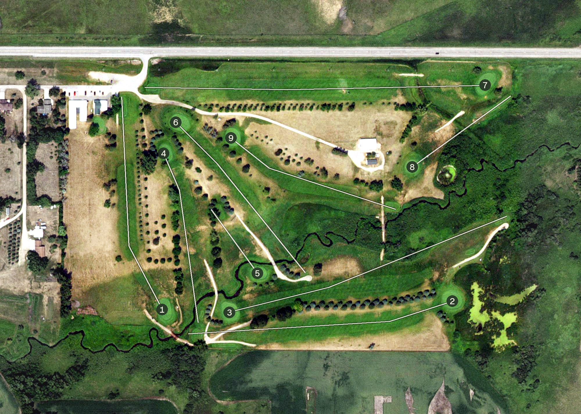 Aerial view of Willow Creek Municiple Golf Course, MN