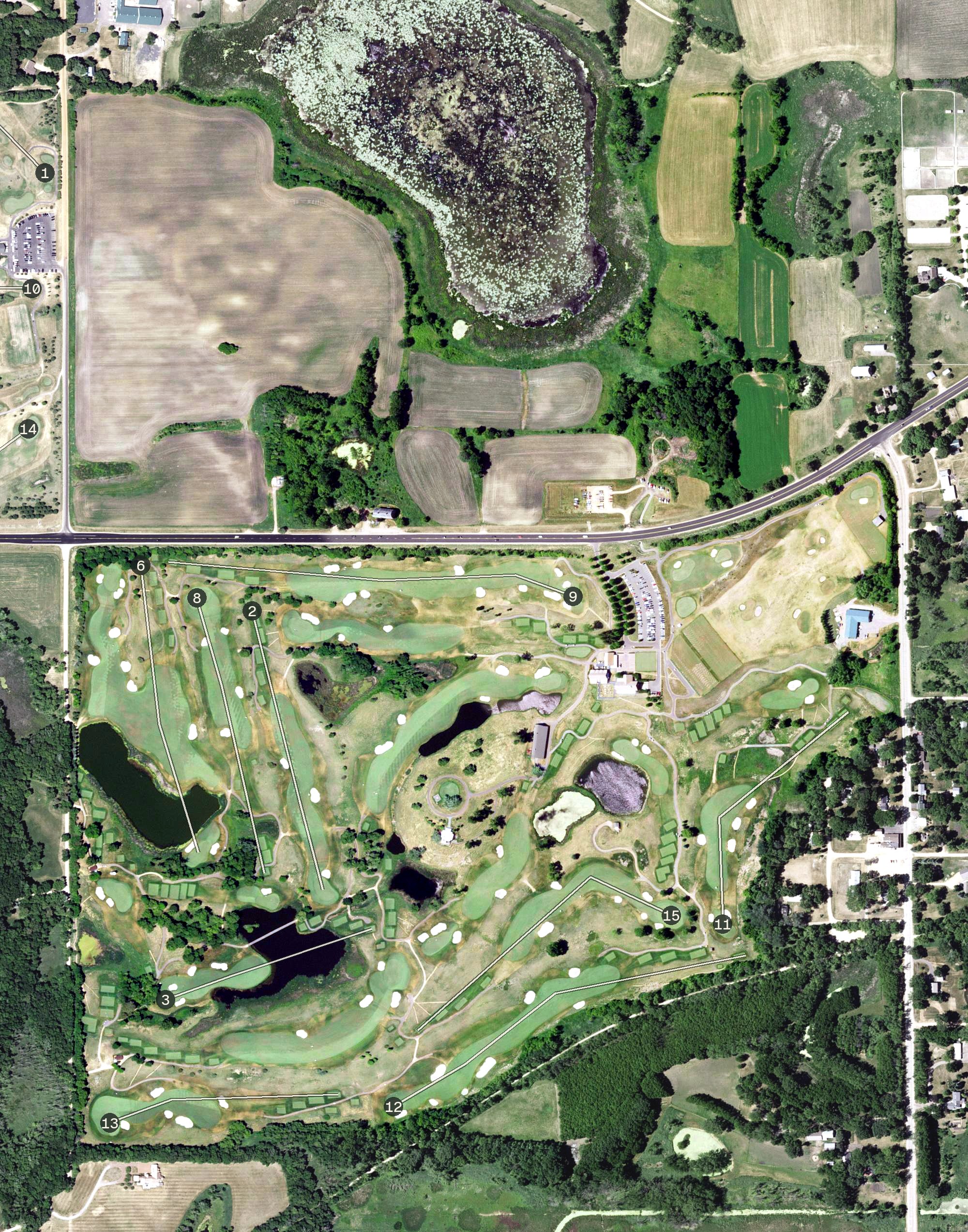 Aerial view of Windsong Farm Golf Club, MN