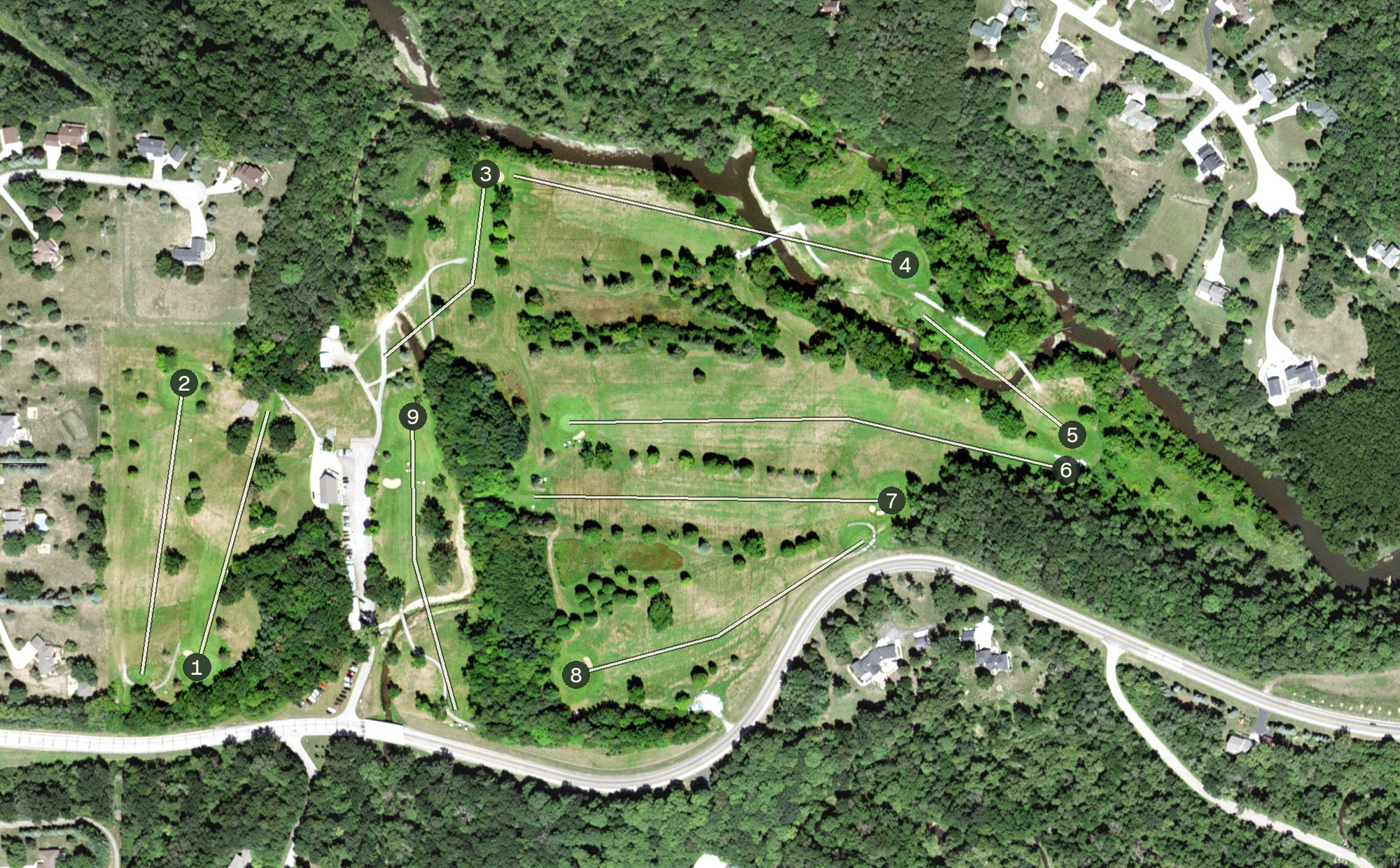 Aerial view of Zumbro Valley Golf Course, MN