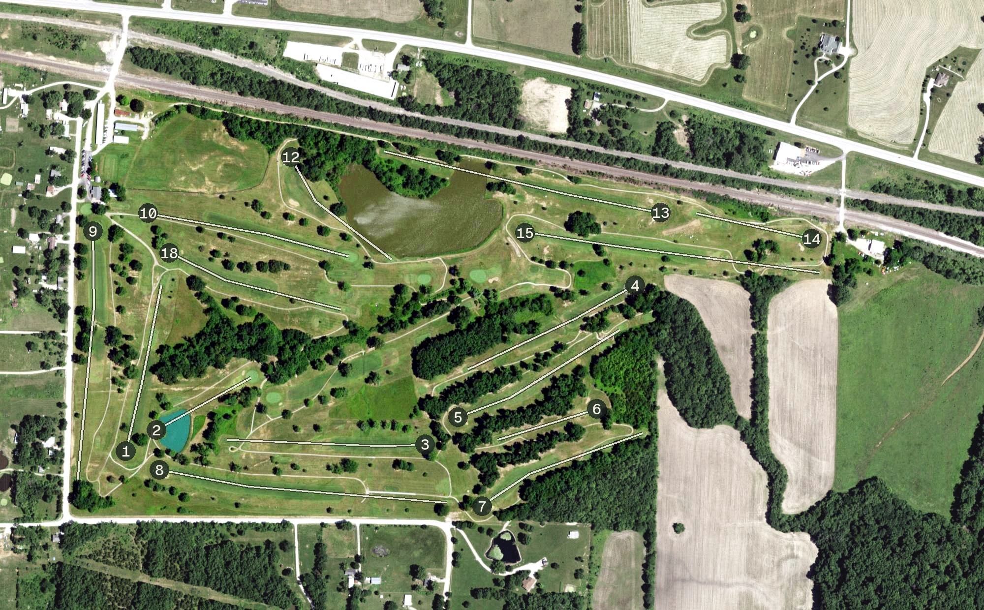 Aerial view of Arthur Hills Golf Course, MO