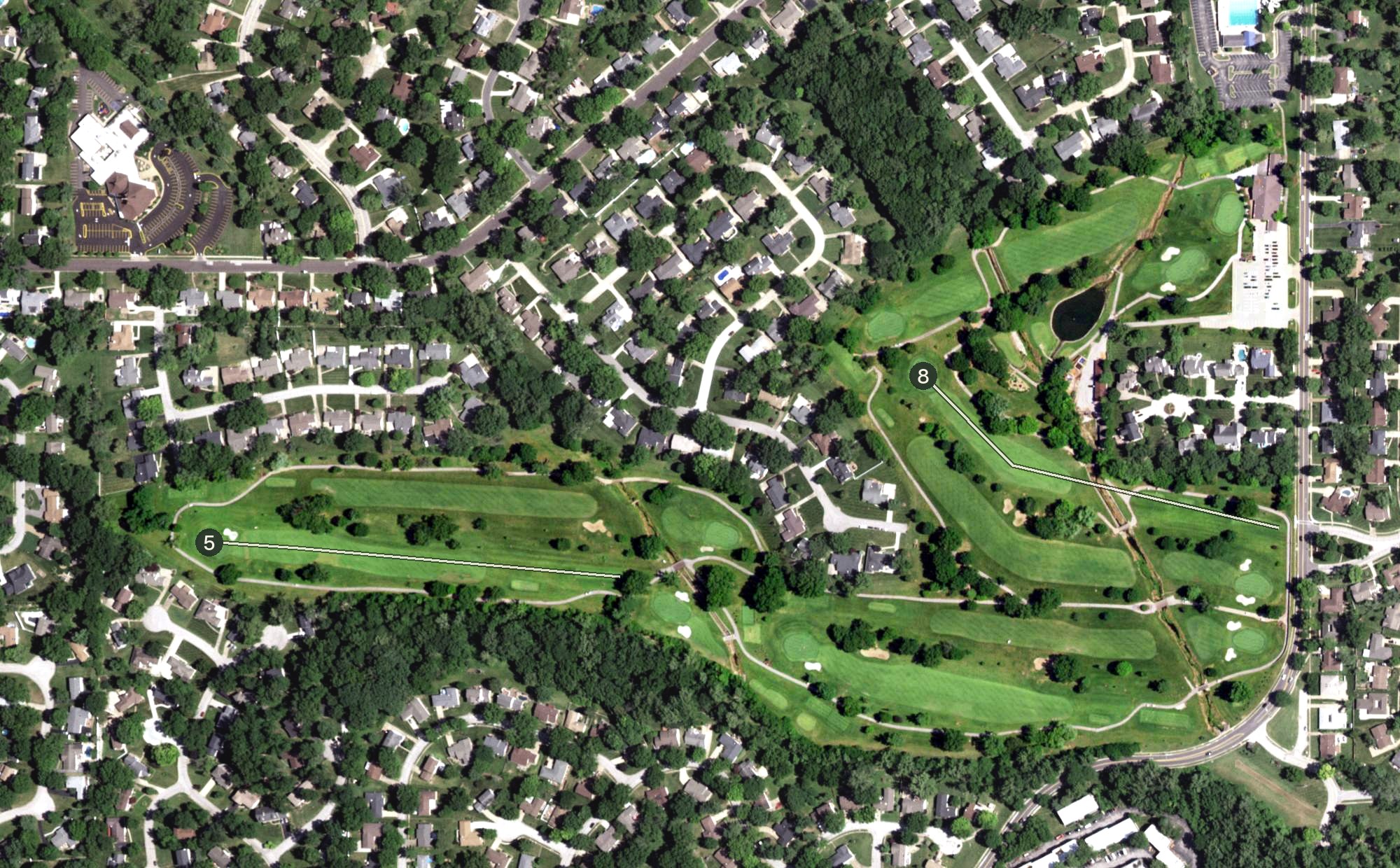 Aerial view of Ballwin Golf Course & Event Center, MO