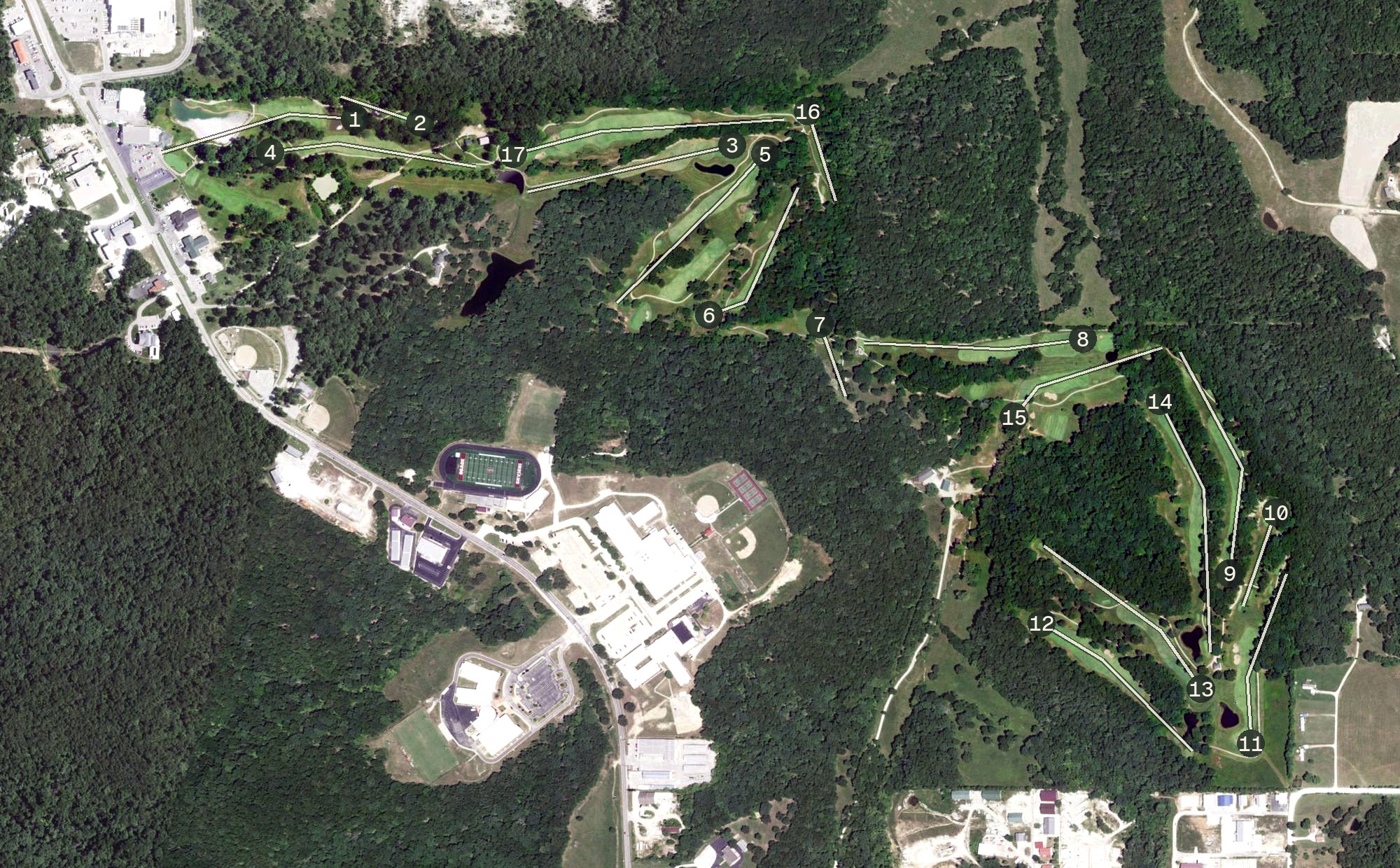 Aerial view of Bear Creek Valley Golf Club, MO