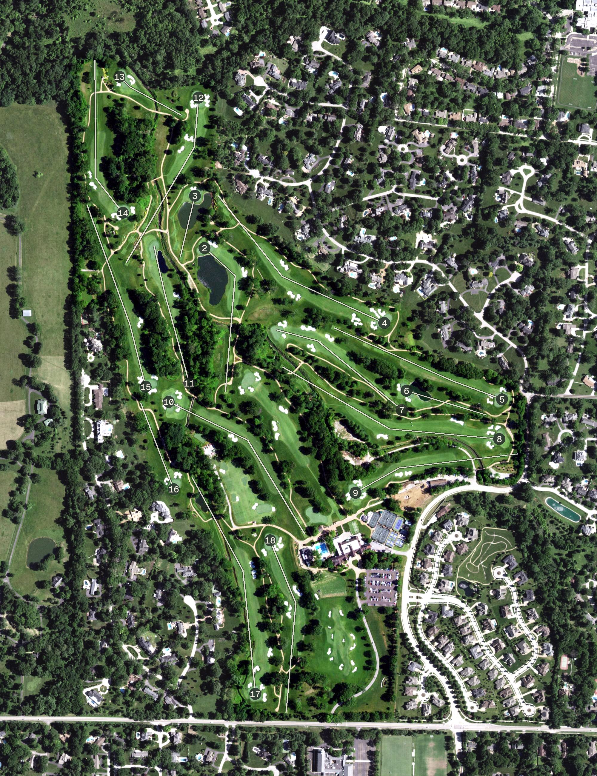 Aerial view of Bellerive Country Club, MO