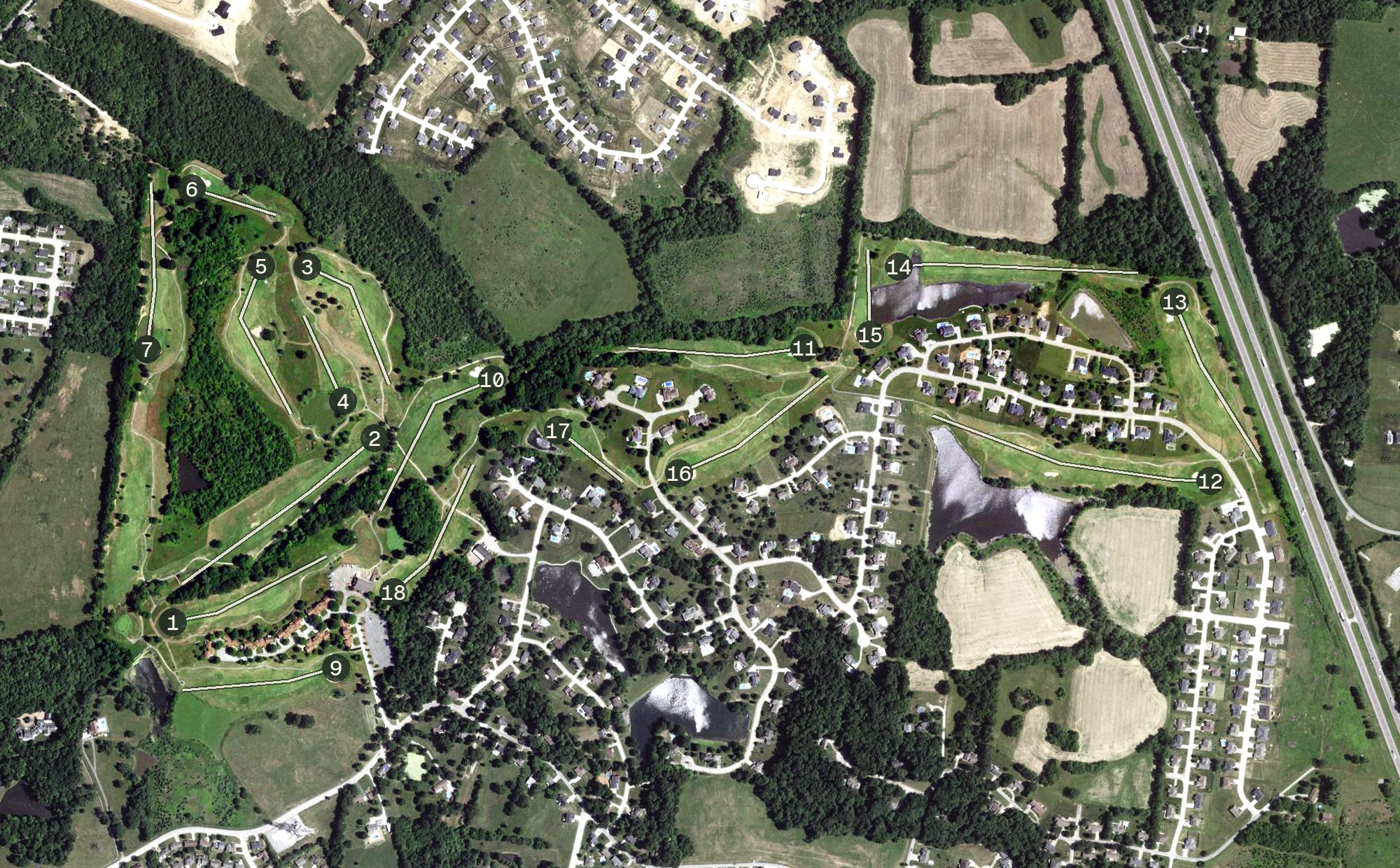 Aerial view of Bent Creek Golf Club, MO