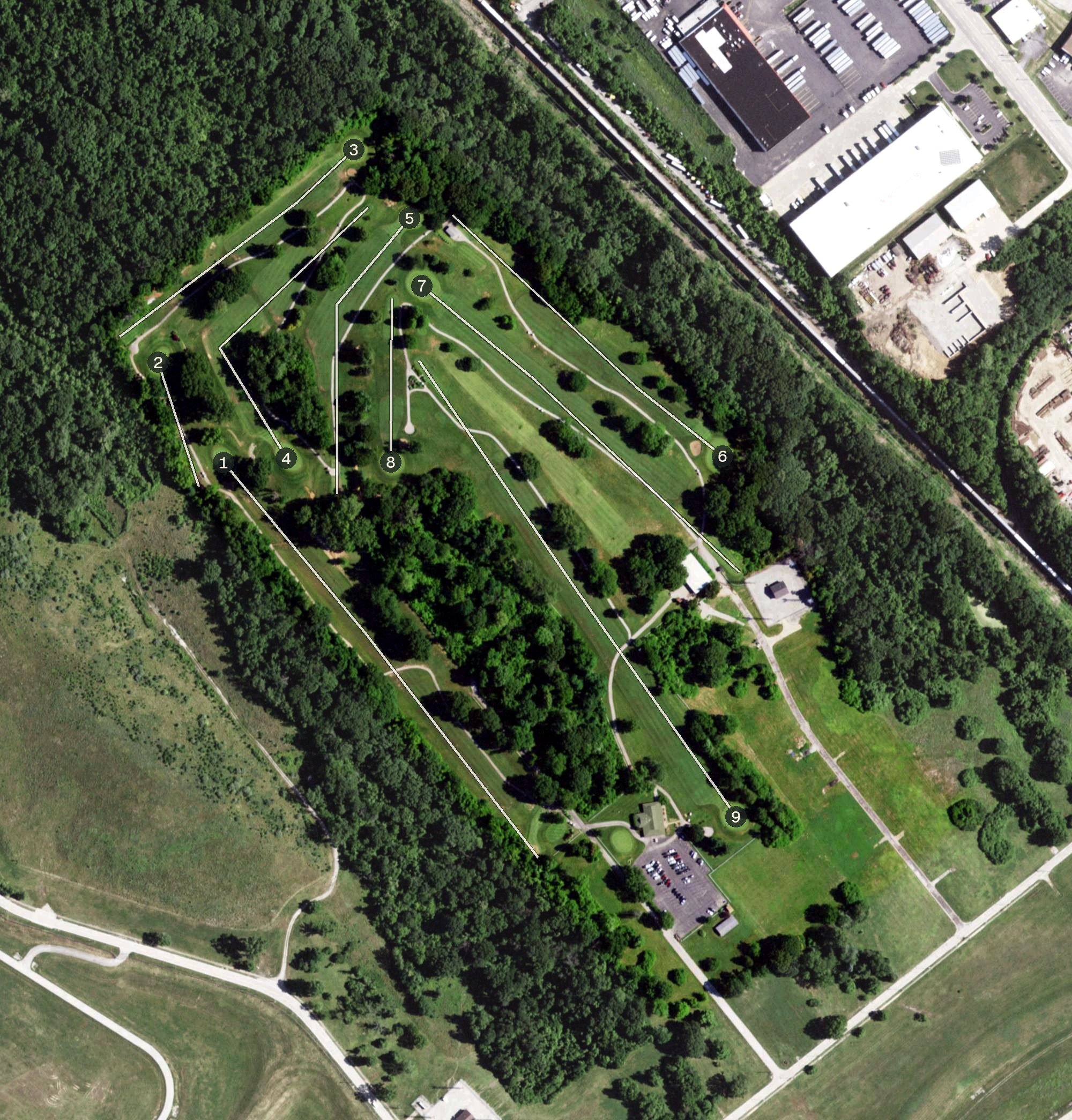 Aerial view of Bridgeton Berry Hill Golf Course, MO