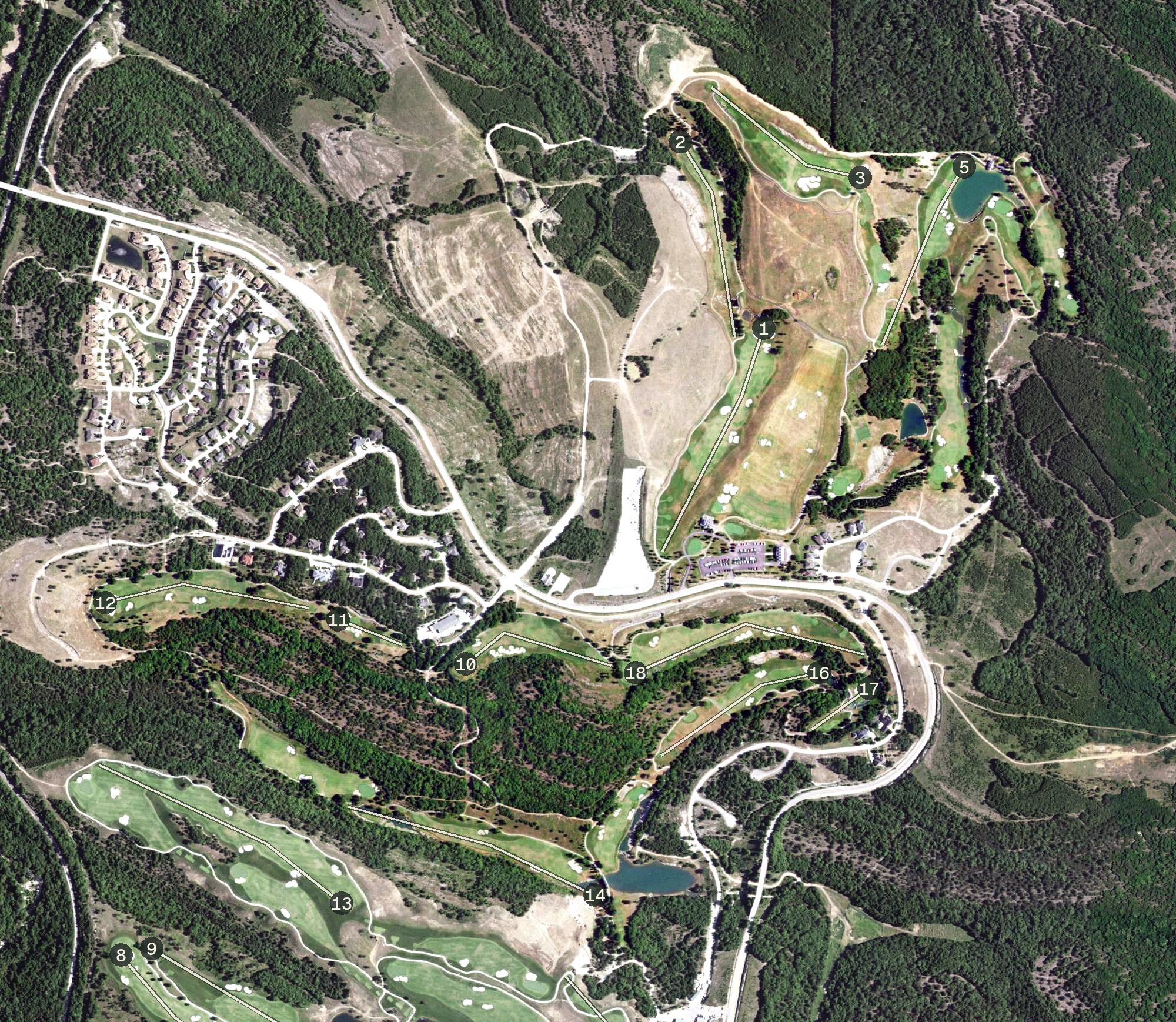 Aerial view of Buffalo Ridge Springs Golf Course, MO