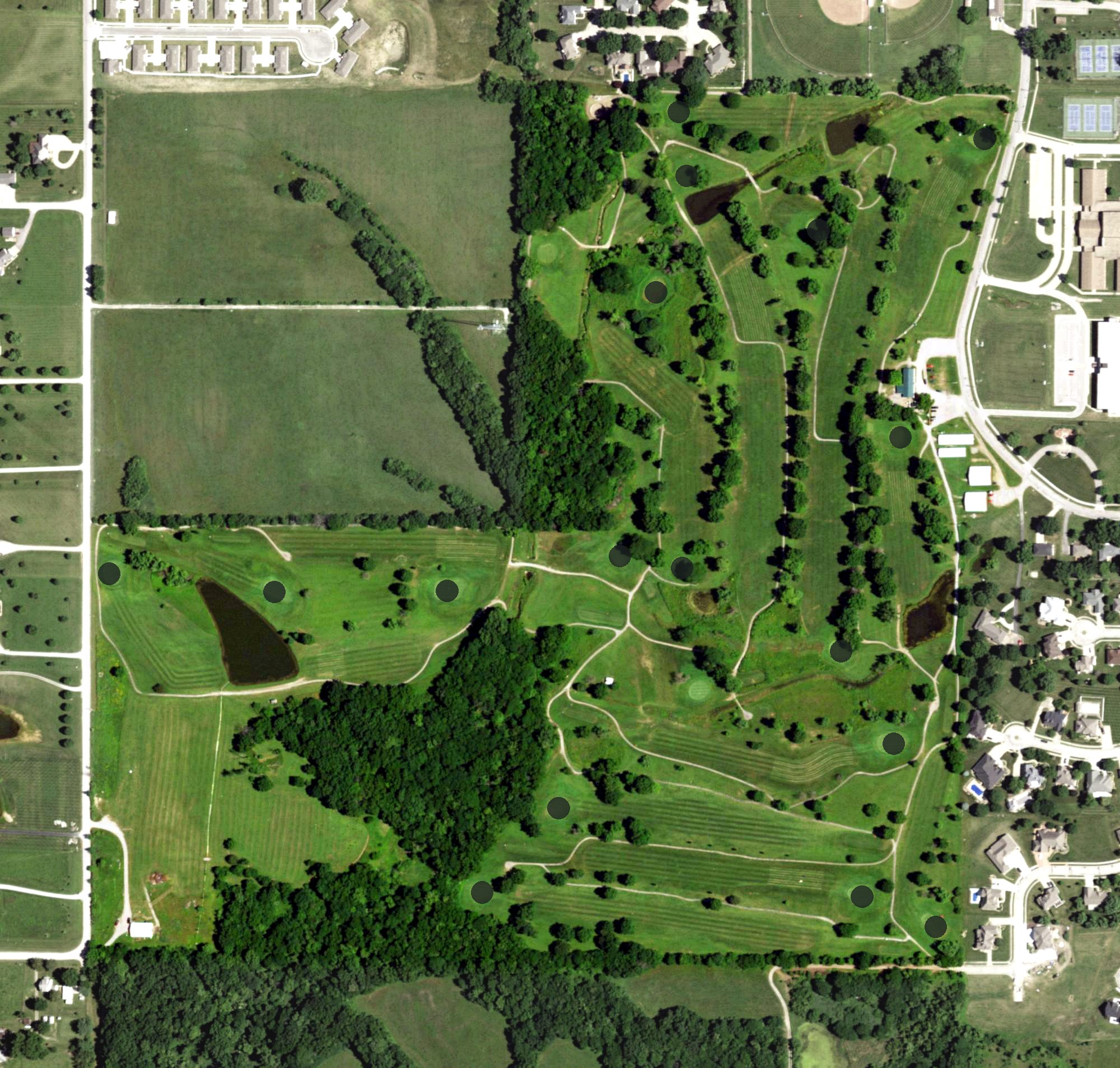 Aerial view of Cameron Veteran's Memorial Golf Club, MO