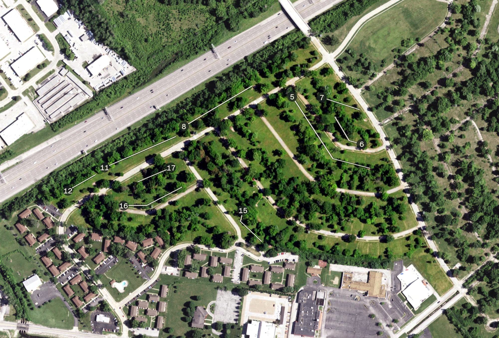 Aerial view of Carrollton Park DGC, MO