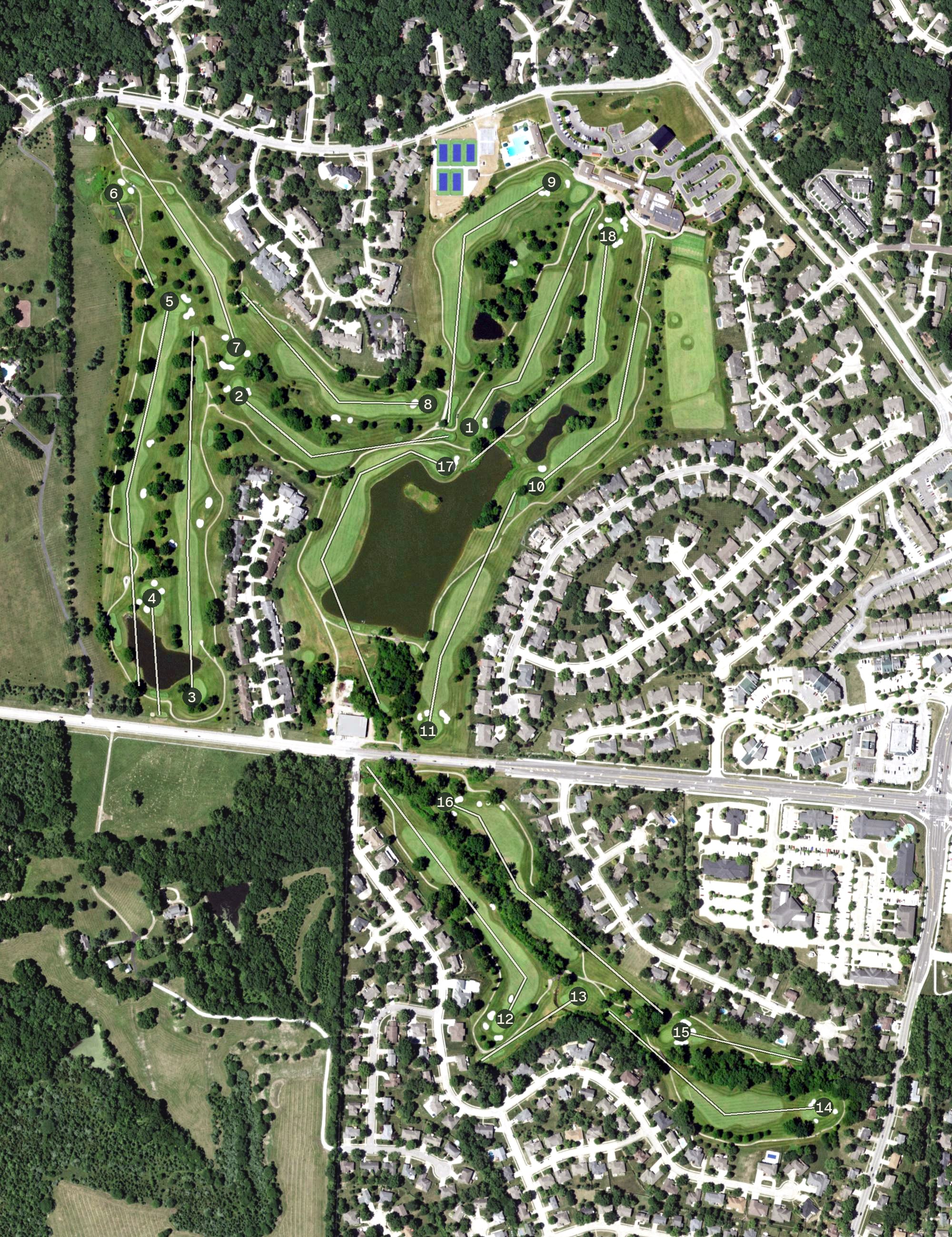 Aerial view of Country Club of Missouri, MO