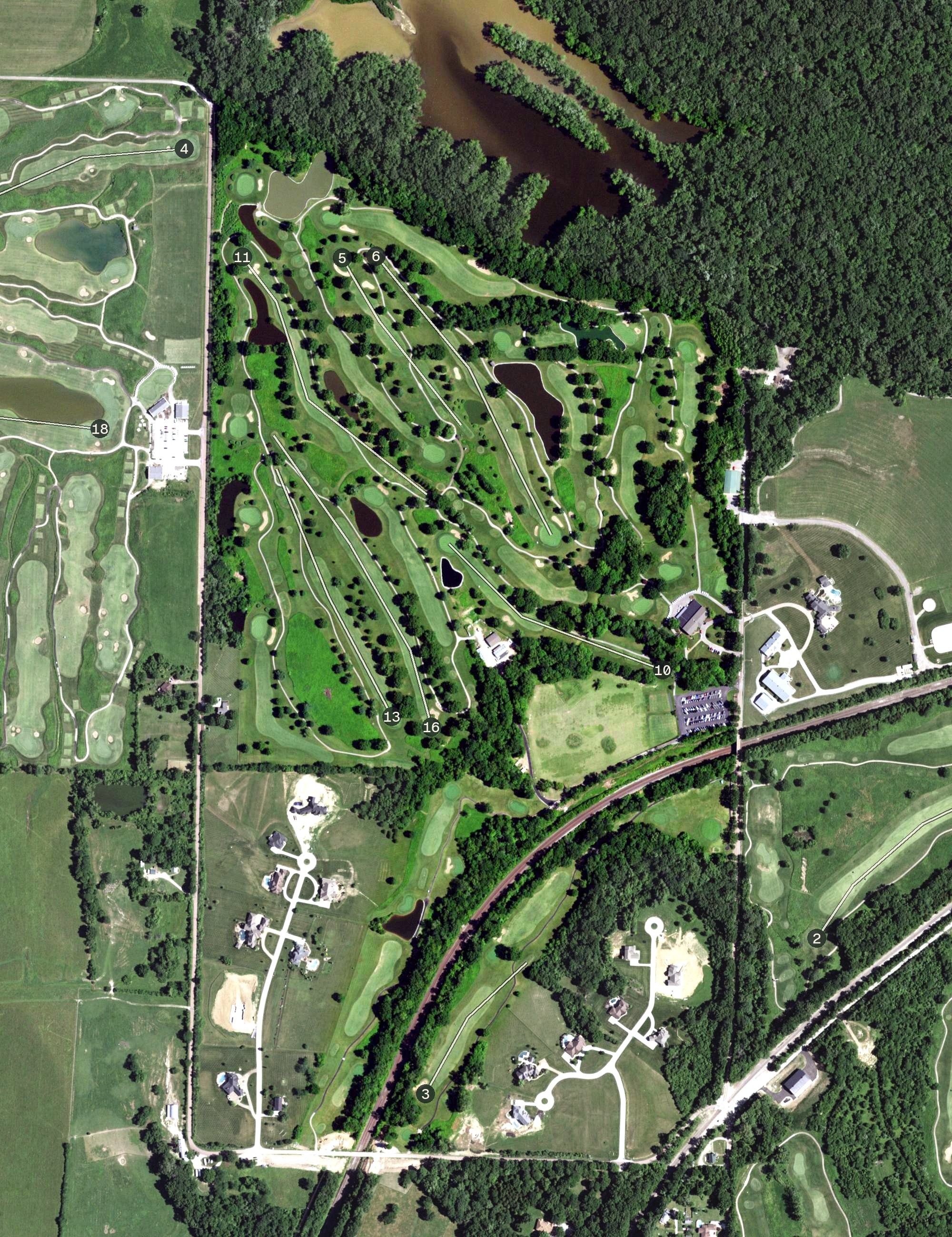 Aerial view of Crescent Farms Golf Club, MO