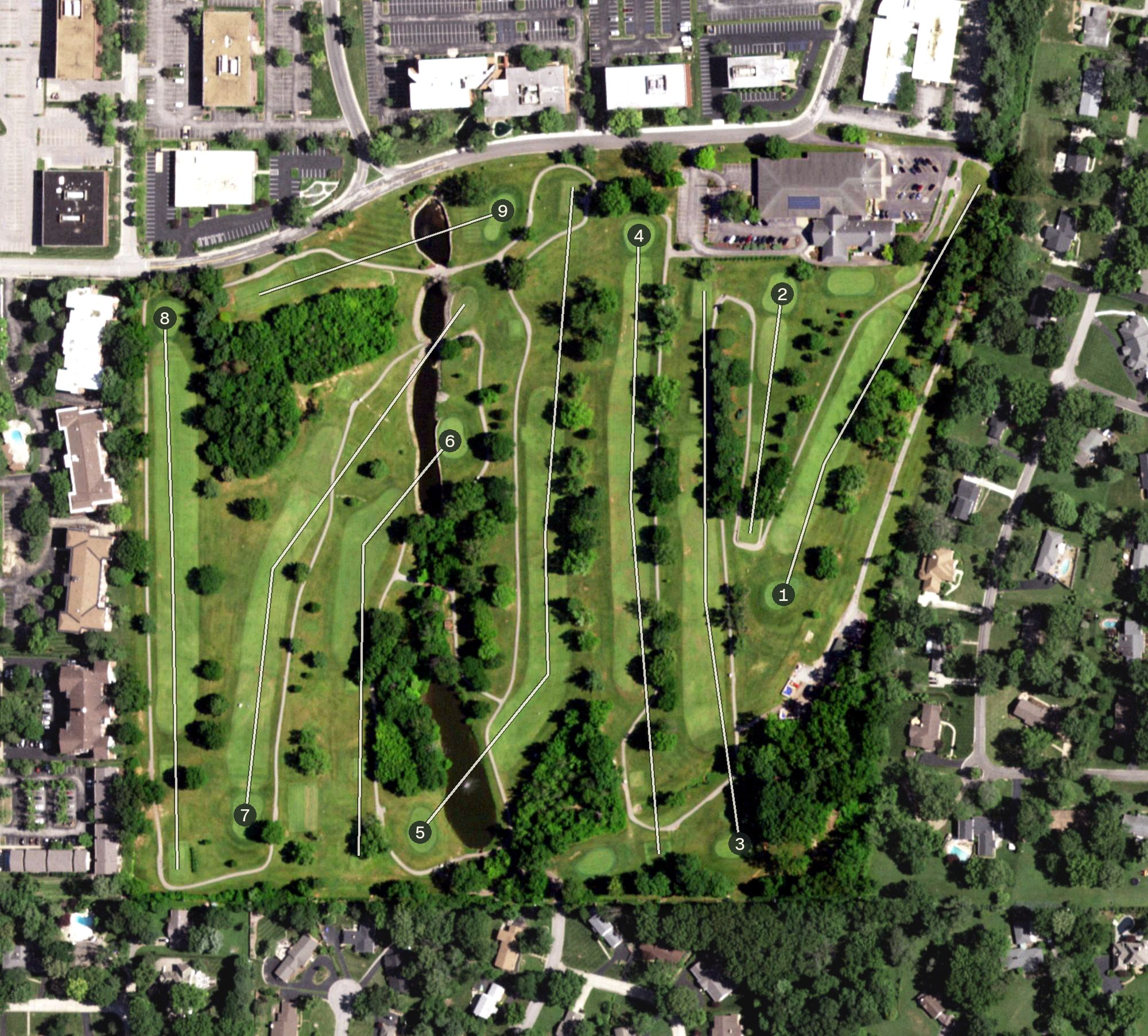 Aerial view of Creve Coeur Golf Course, MO