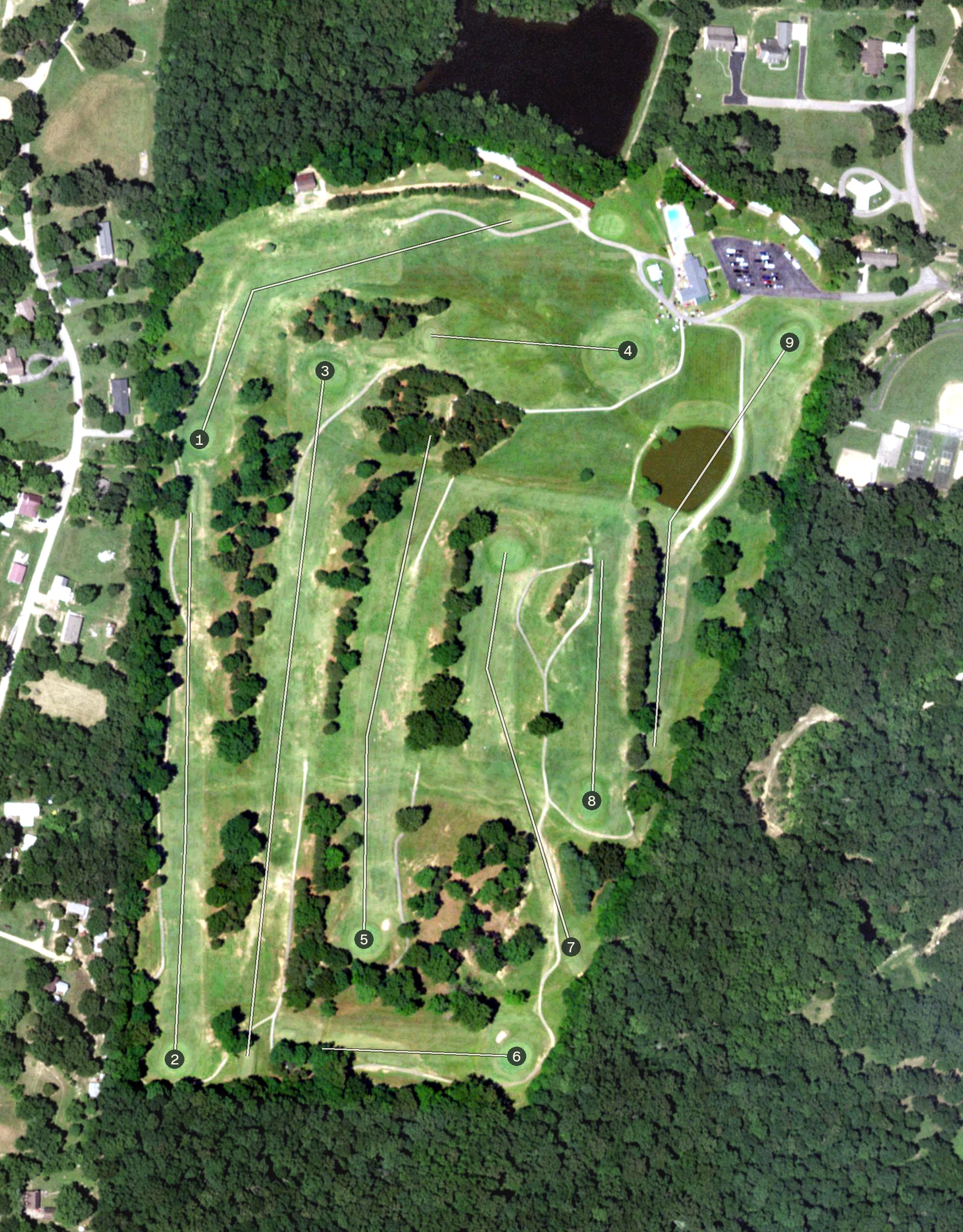 Aerial view of Crowley's Ridge Recreation Center, MO