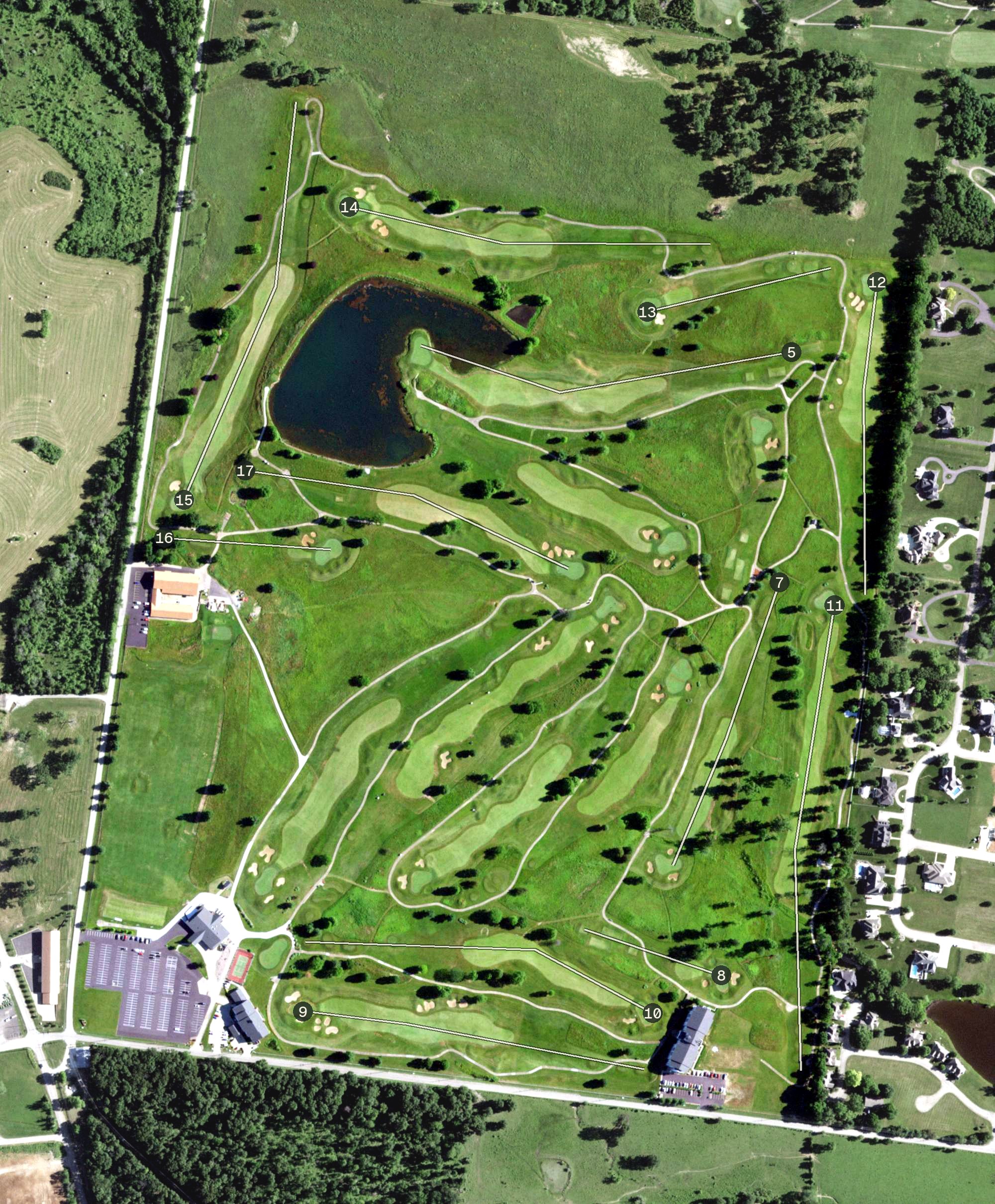 Aerial view of Crown Pointe Golf Club, MO