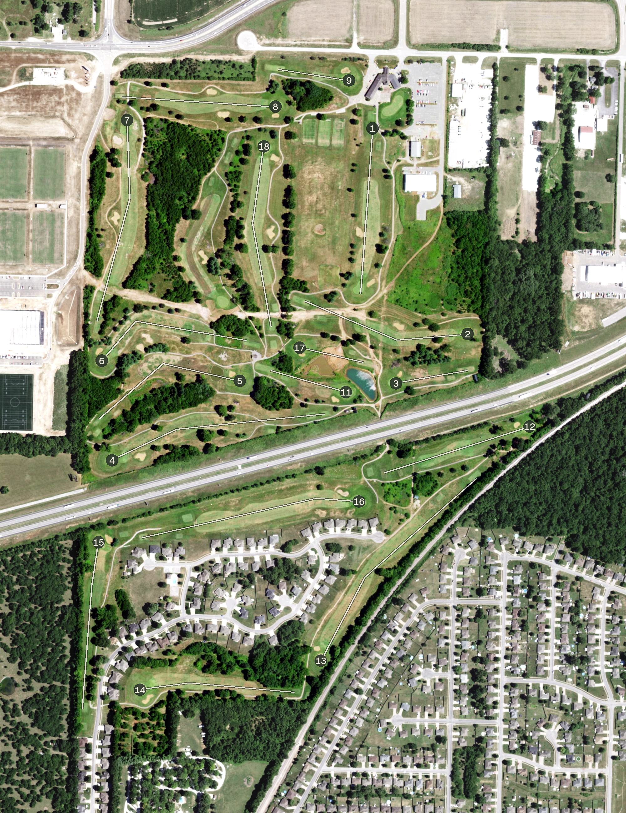 Aerial view of Deer Lake Golf Course, MO