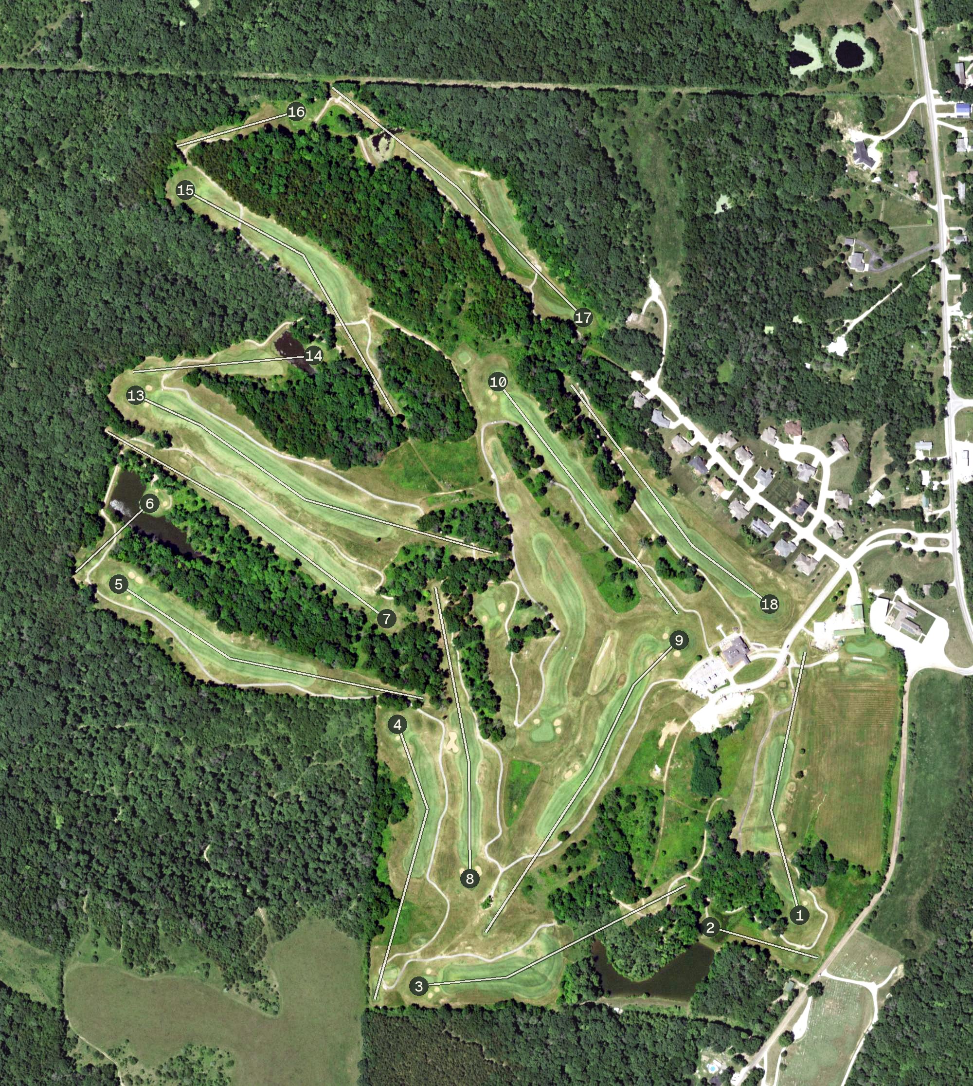 Aerial view of Eagle Knoll Golf Club, MO