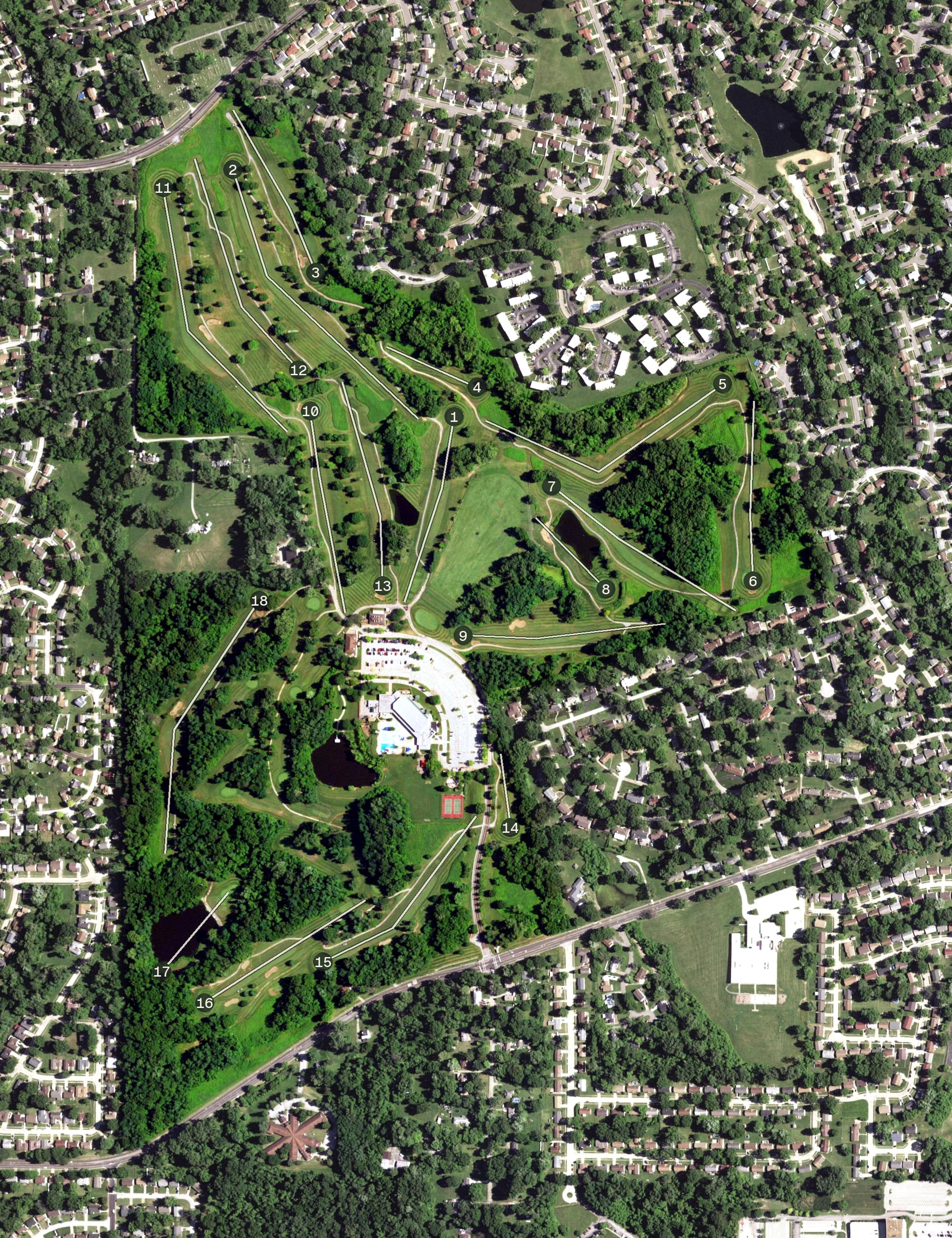 Aerial view of Eagle Springs Golf Course, MO