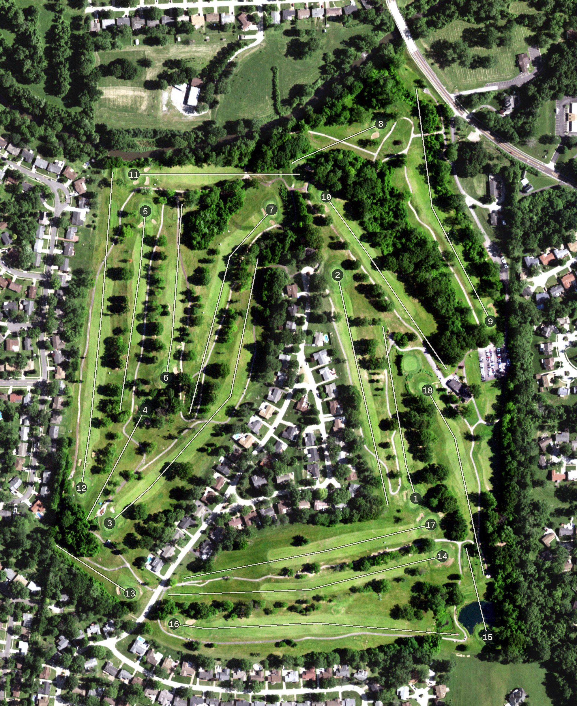 Aerial view of Florissant Golf Club, MO