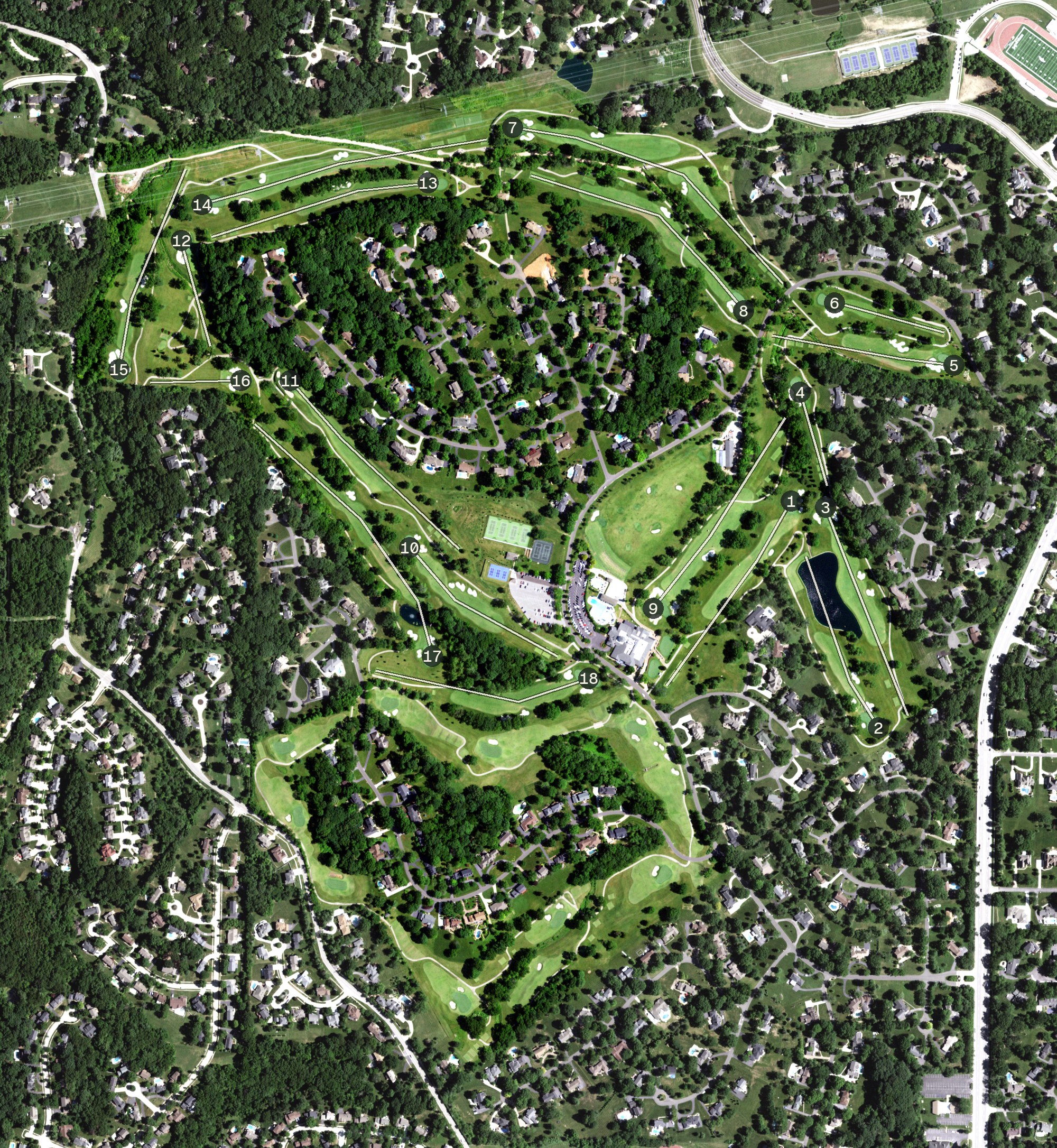 Aerial view of Forest Hills Country Club, MO