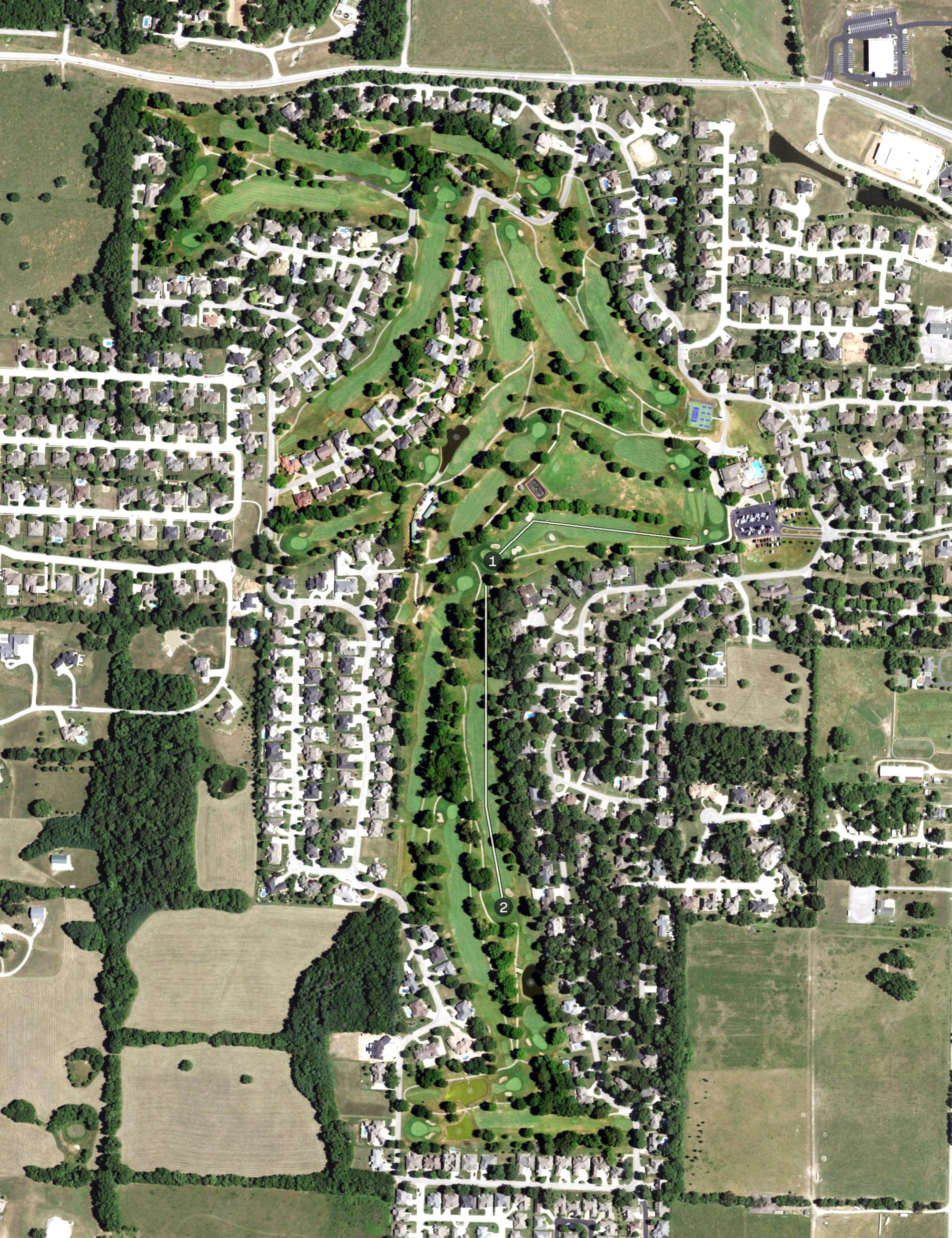 Aerial view of Fremont Hills Country Club, MO