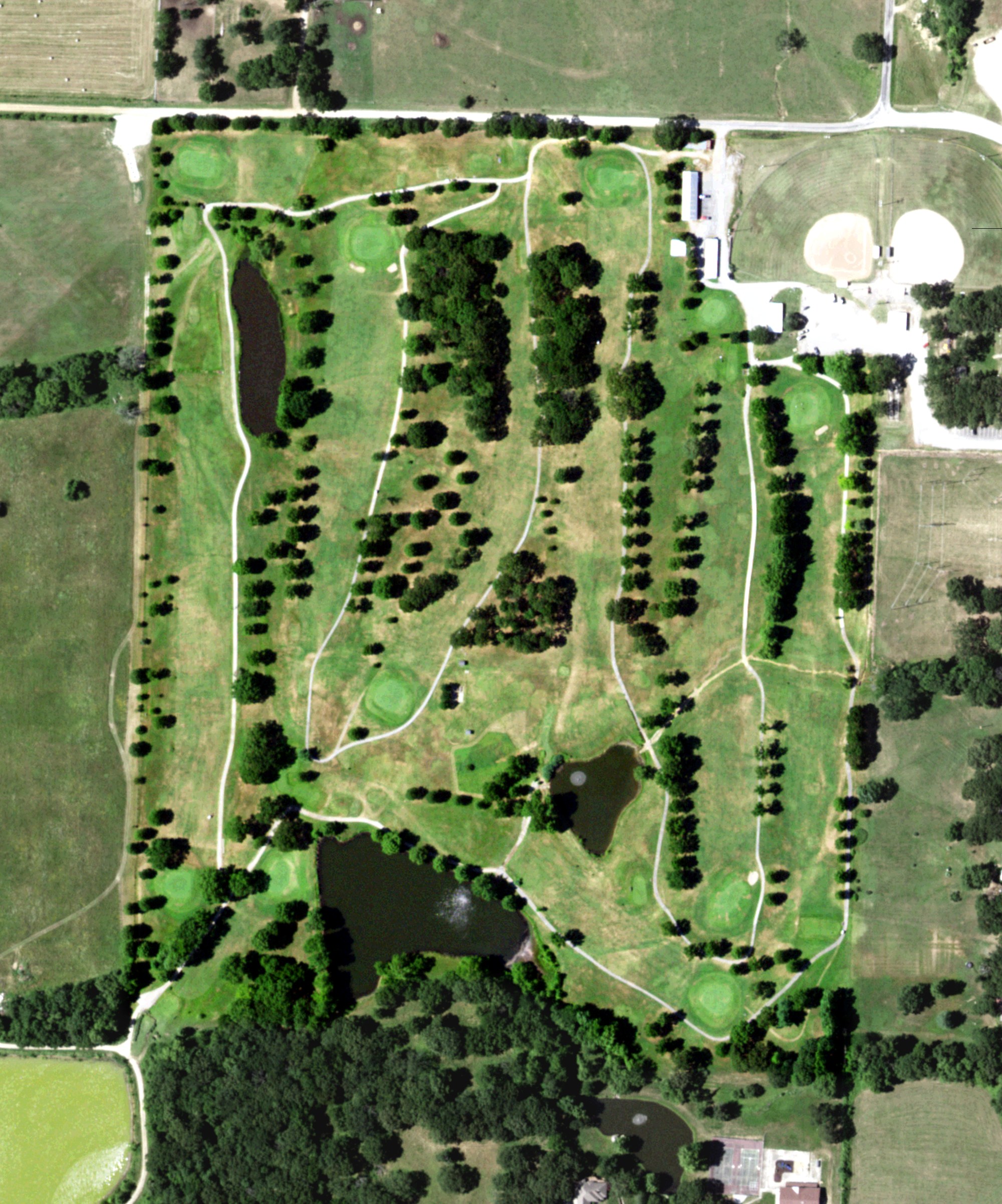 Aerial view of Gene Pray Memorial Golf Course, MO