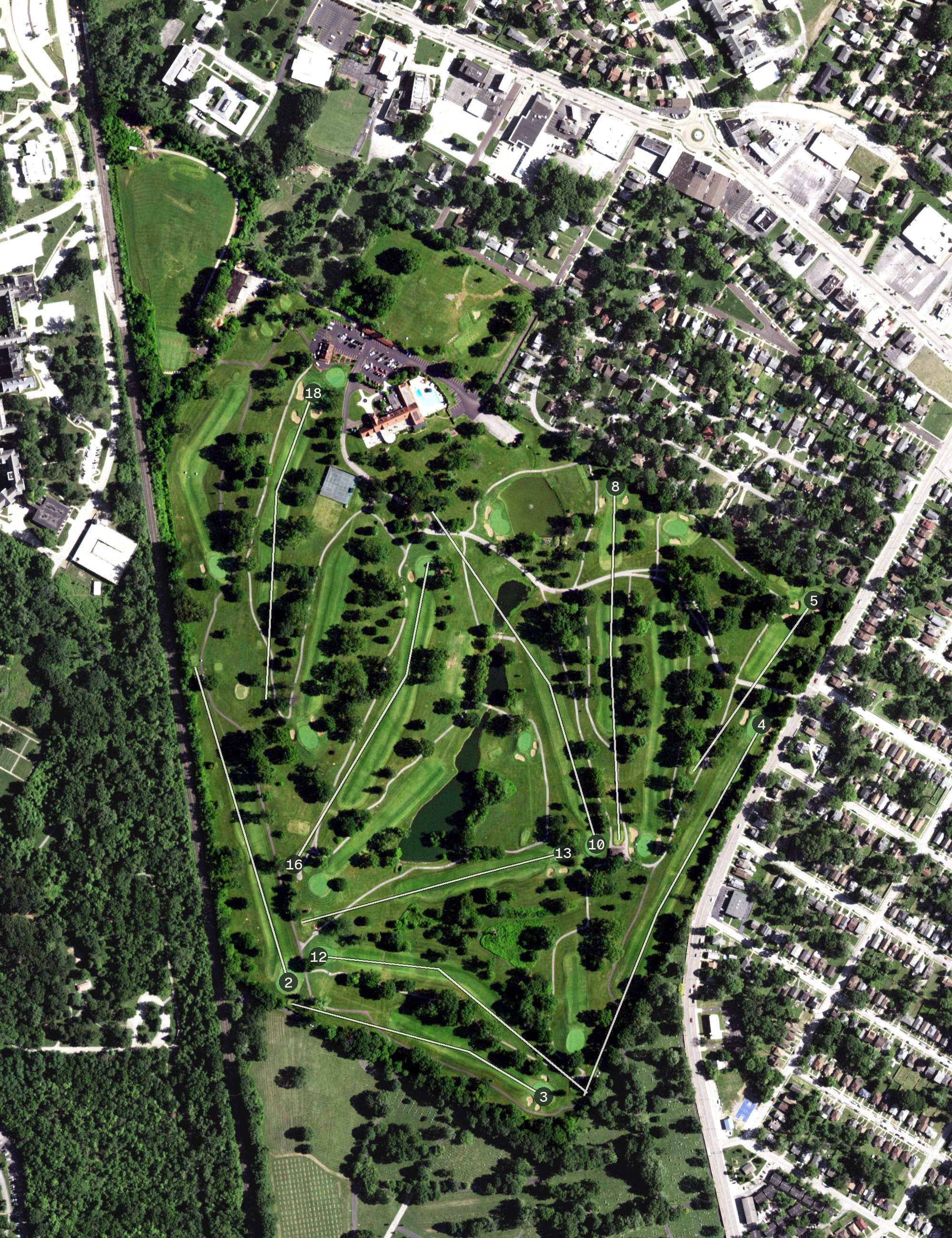 Aerial view of Glen Echo Country Club, MO