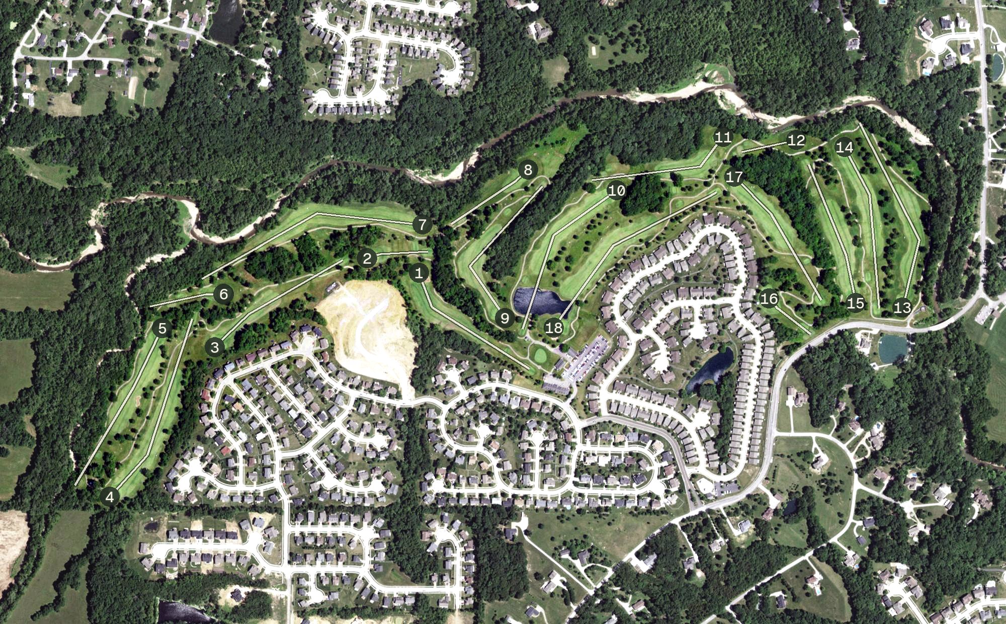 Aerial view of Golf Club of Wentzville, MO