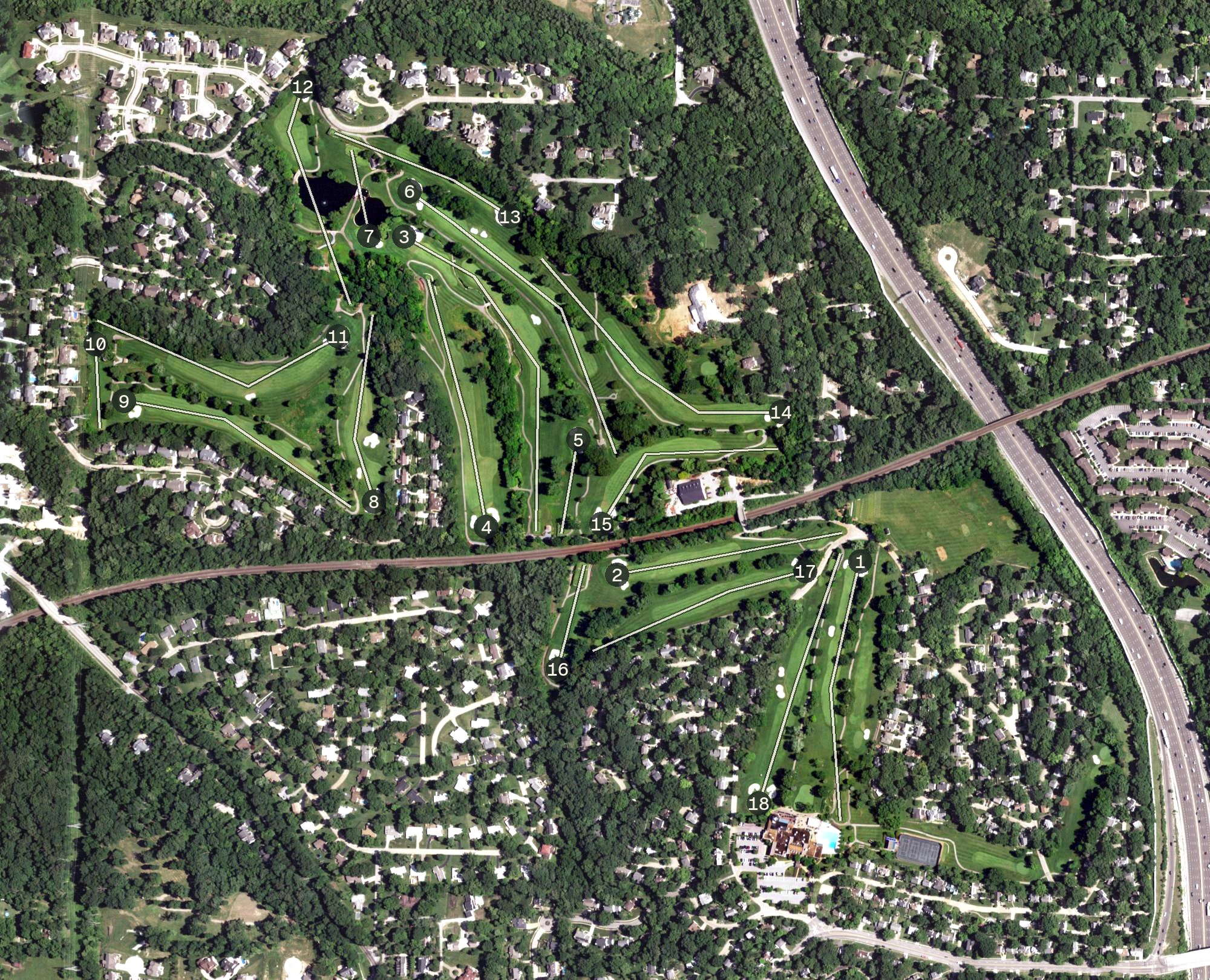 Aerial view of Greenbriar Hills Country Club, MO