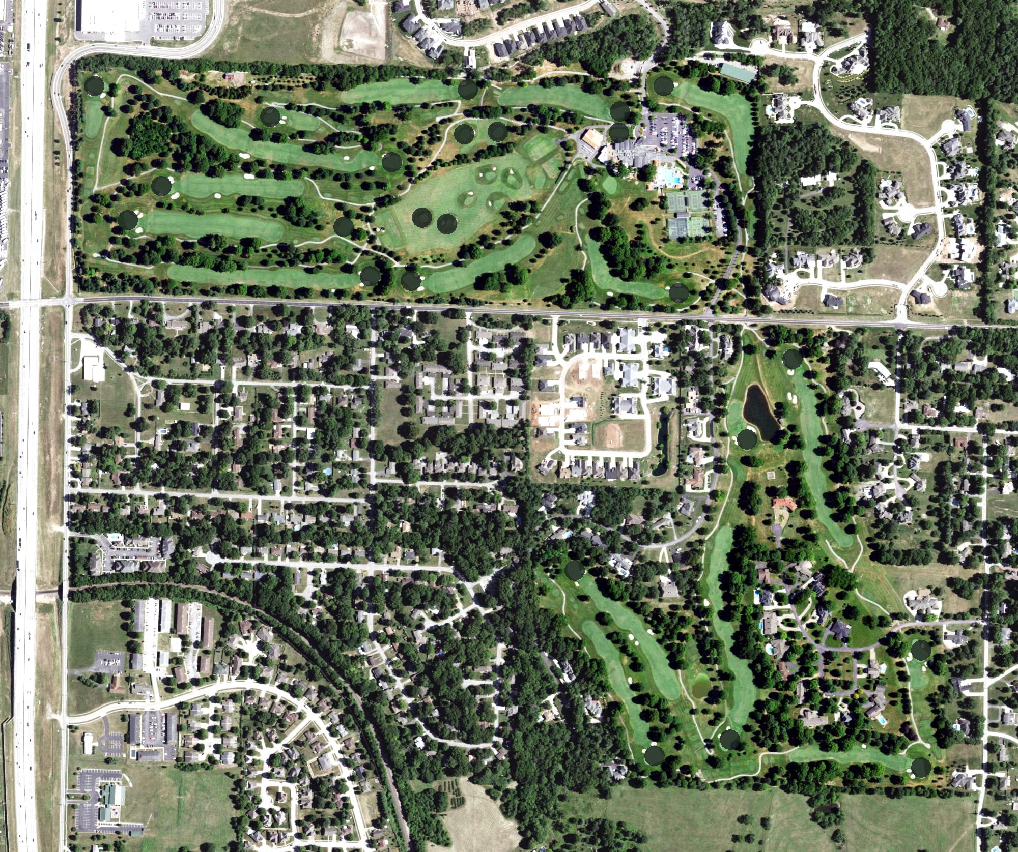 Aerial view of Hickory Hills Country Club, MO
