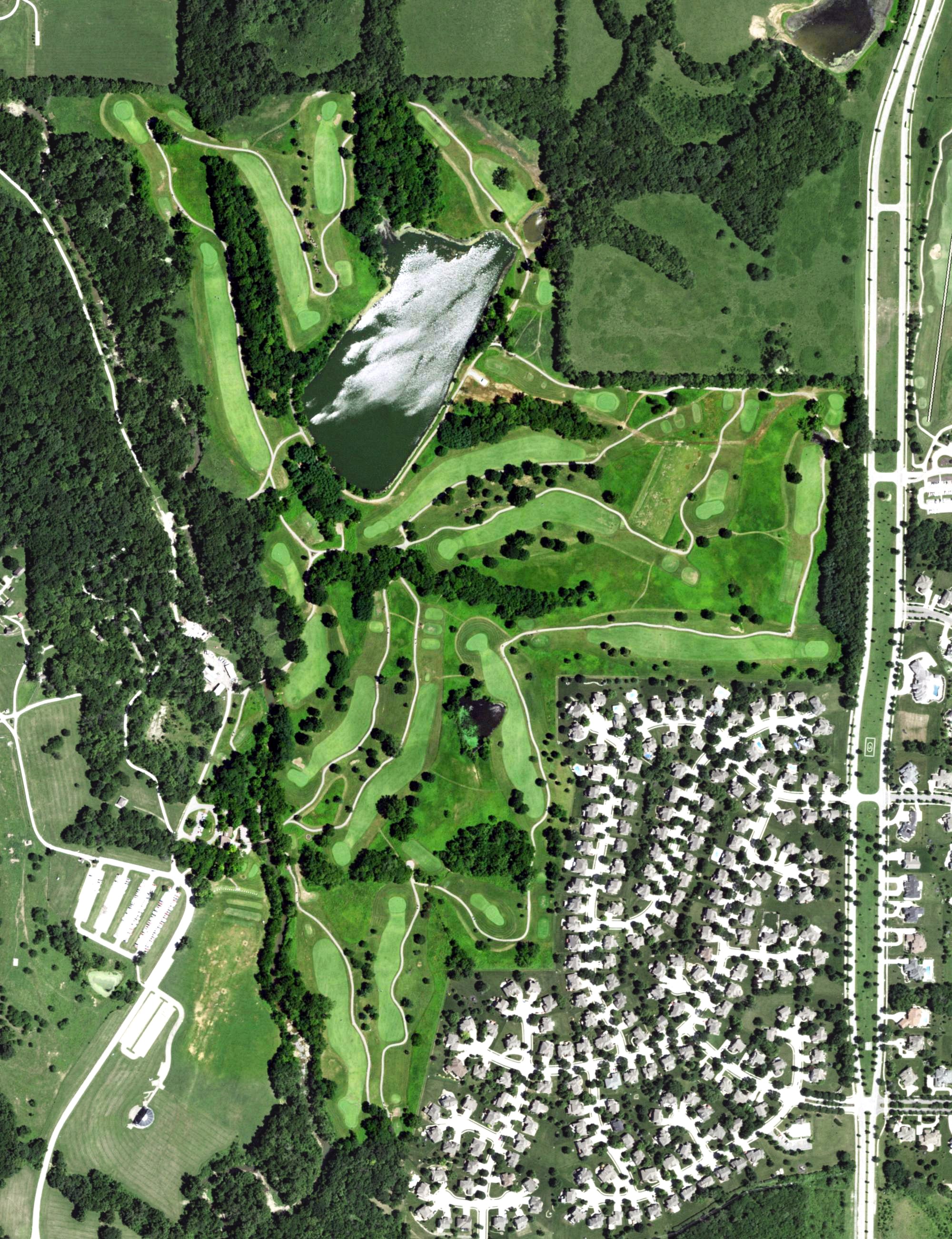 Aerial view of Hodge Park Golf Course, MO