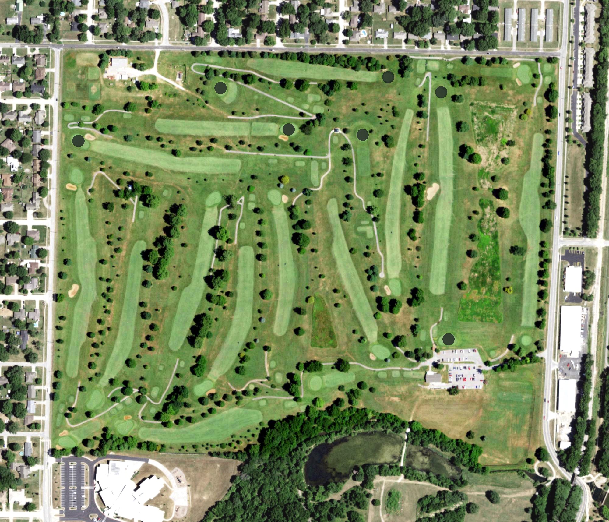 Aerial view of Horton Smith Municipal Golf Course, MO